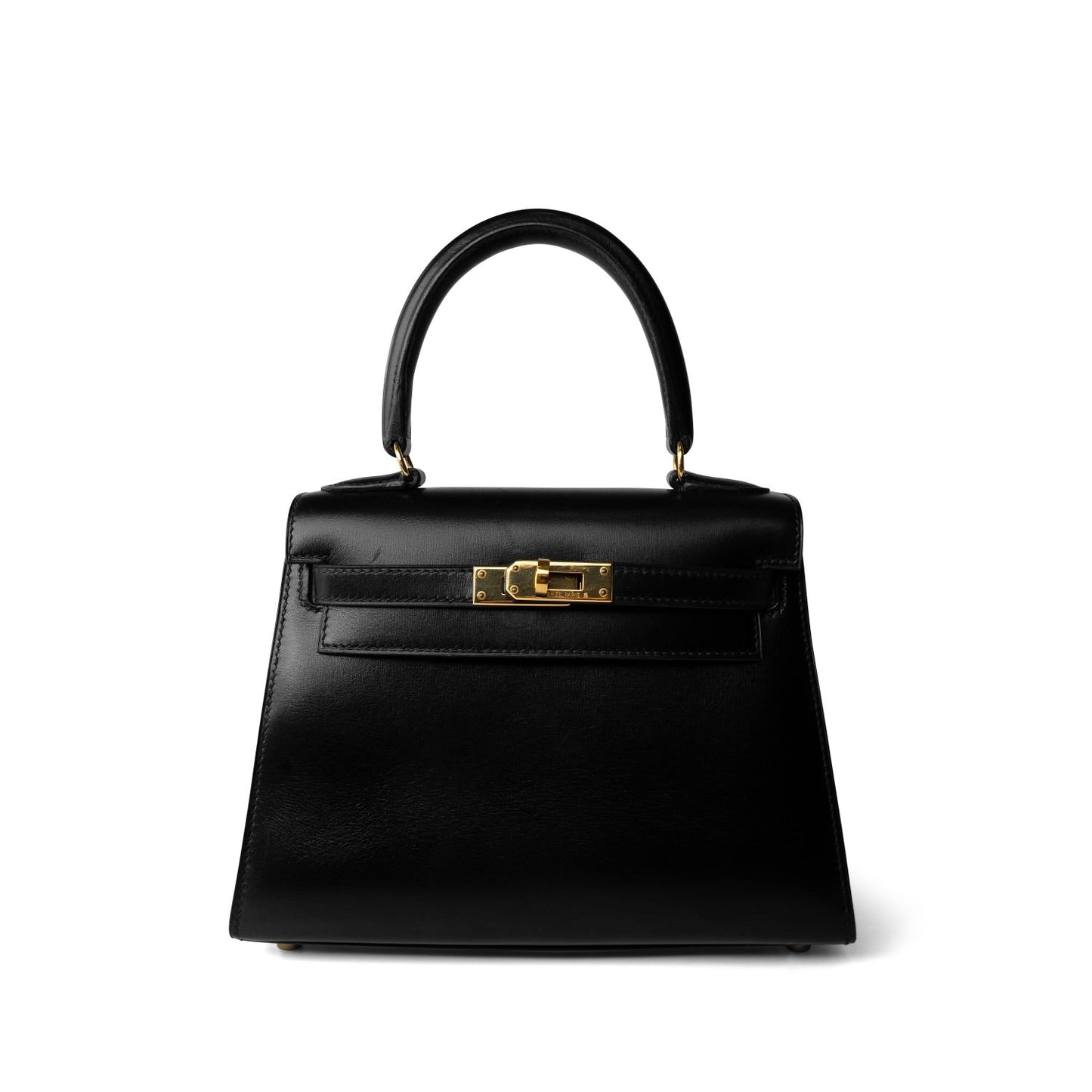 Vintage Mini Kelly Black Box Calfskin Gold Plated [B] Stamp