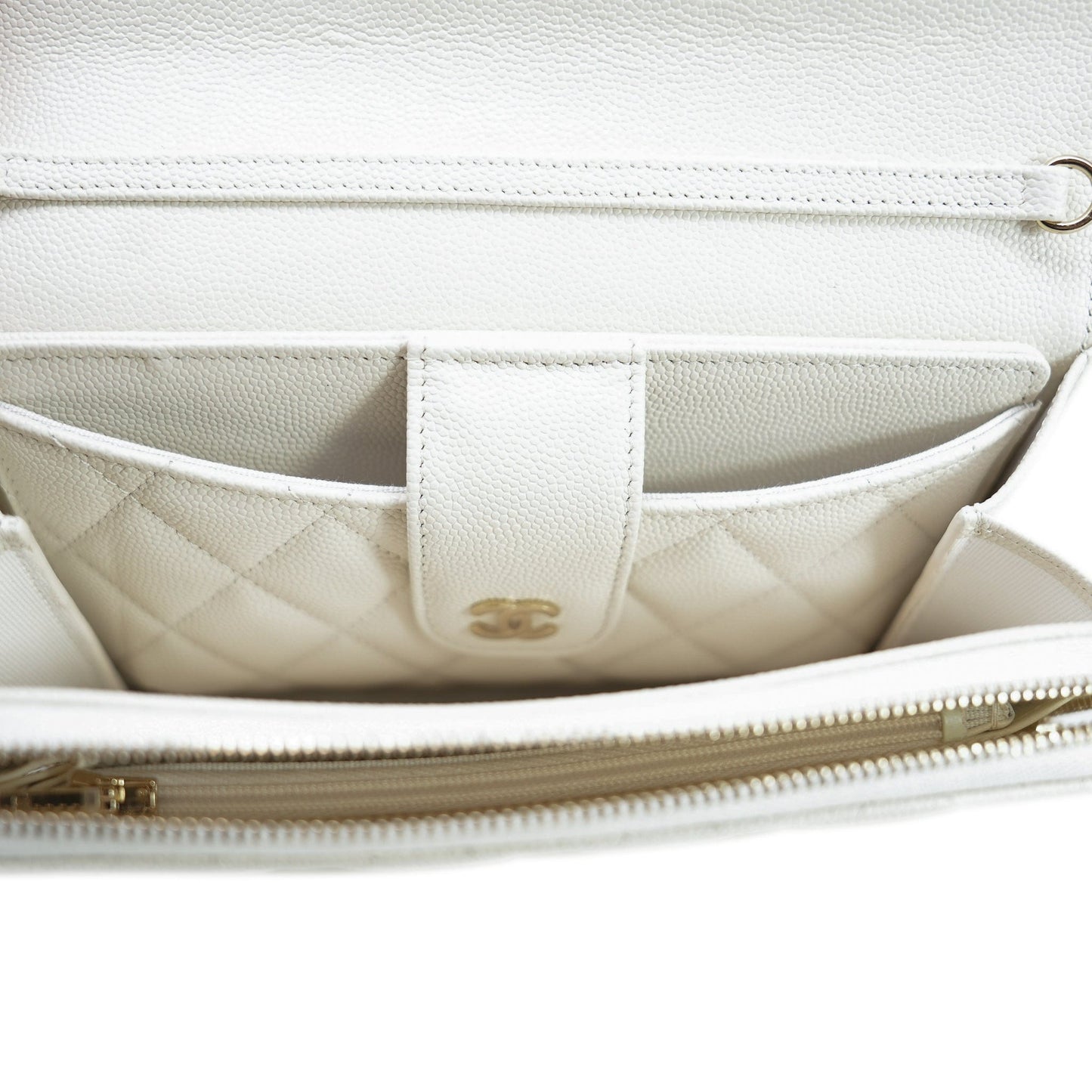 White Caviar Quilted Phone Holder Wallet On Chain LGHW