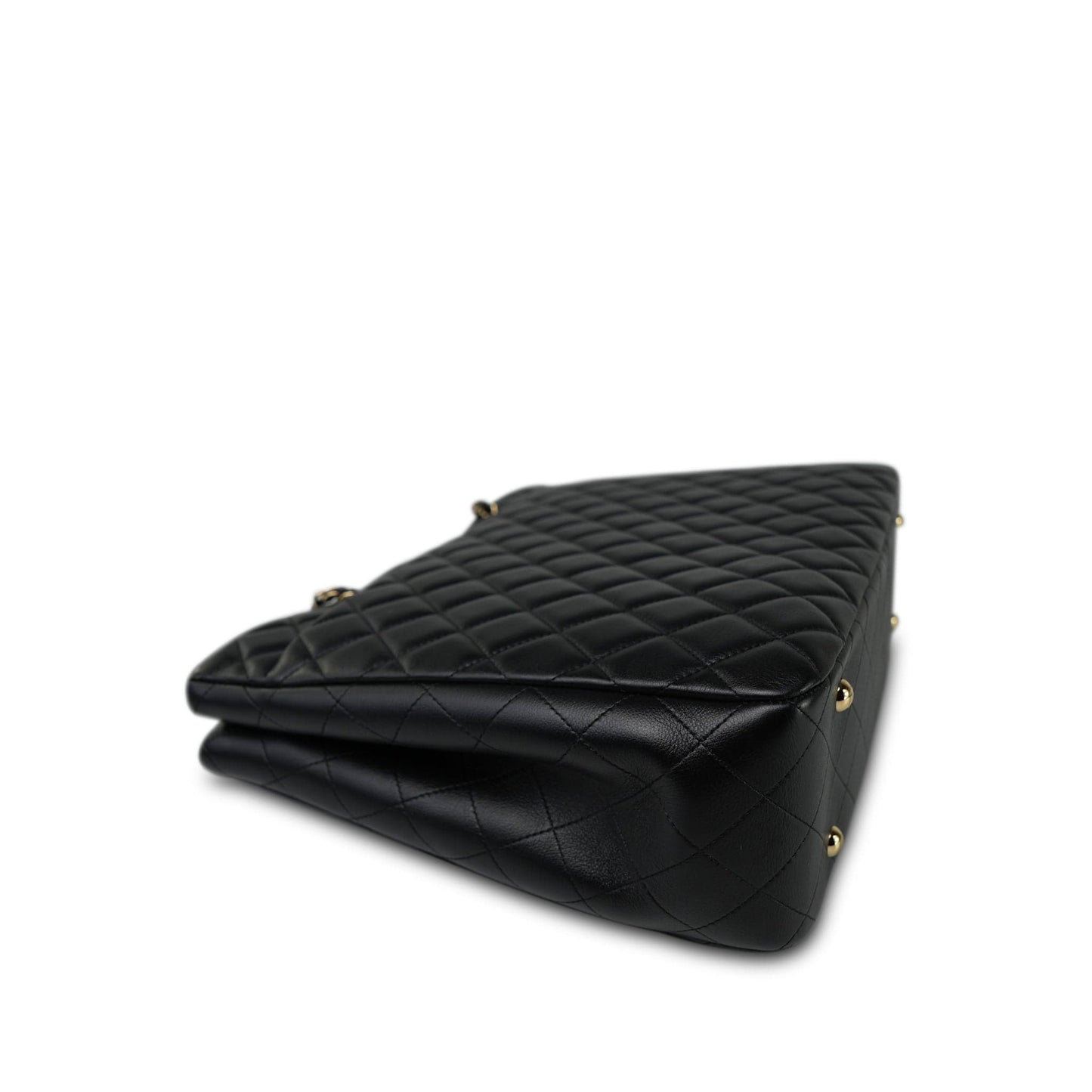 16B Black Lambskin Quilted CC Shopping Tote Large LGHW