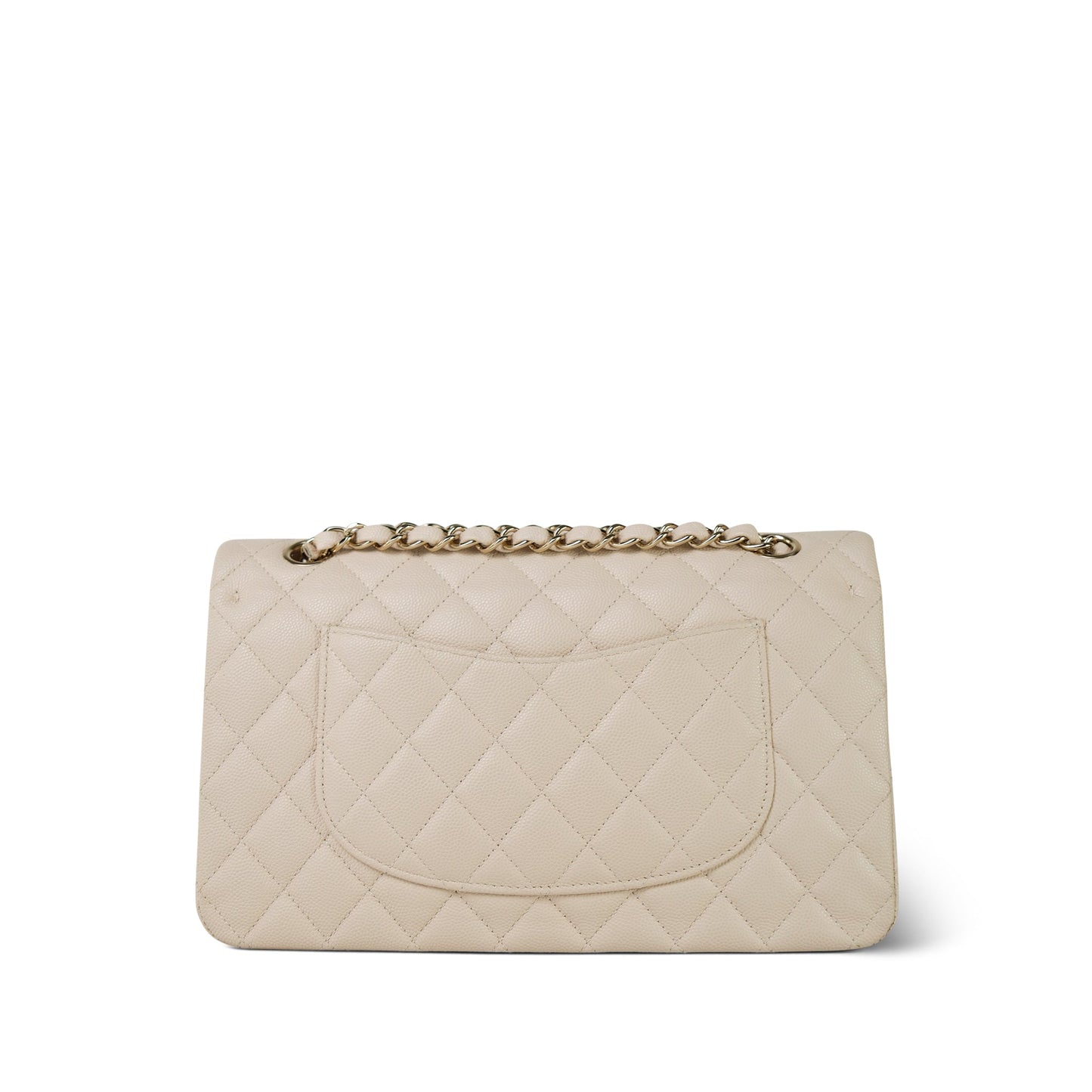 20C Light Beige Caviar Quilted Classic Flap Medium Light Gold Hardware