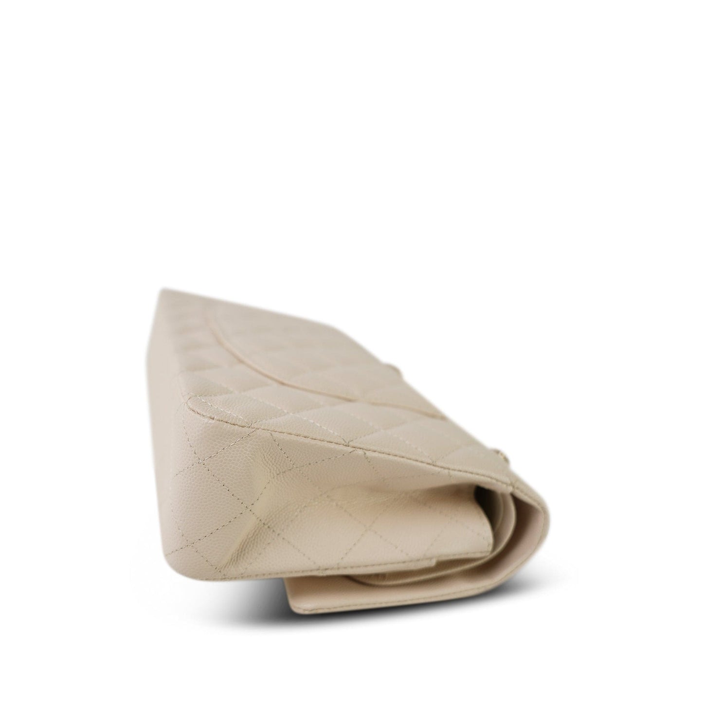 20C Light Beige Caviar Quilted Classic Flap Medium Light Gold Hardware