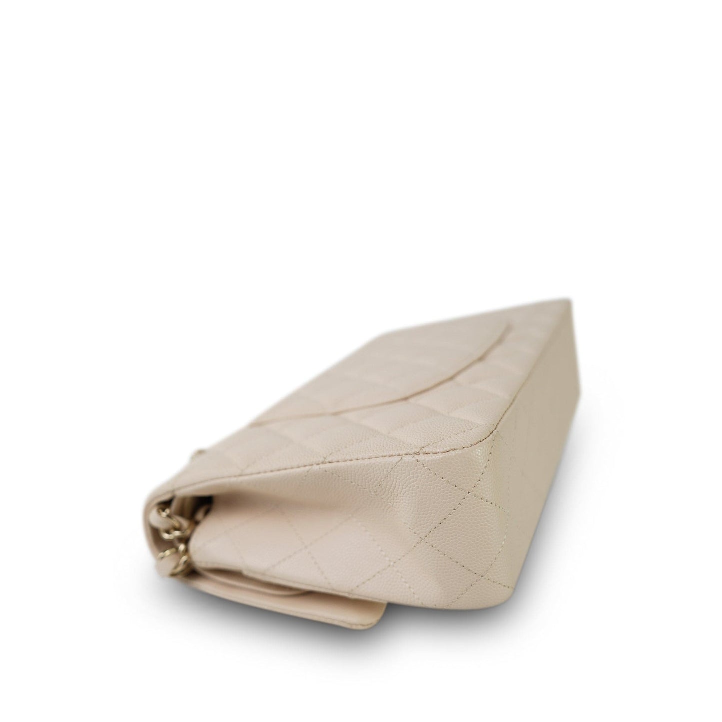 20C Light Beige Caviar Quilted Classic Flap Medium Light Gold Hardware