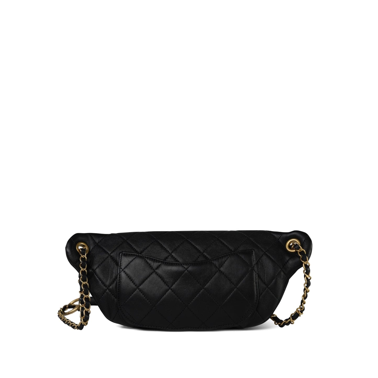 19A Black Lambskin Quilted All About Chains Waist Bag/Bumbag Aged Gold Hardware