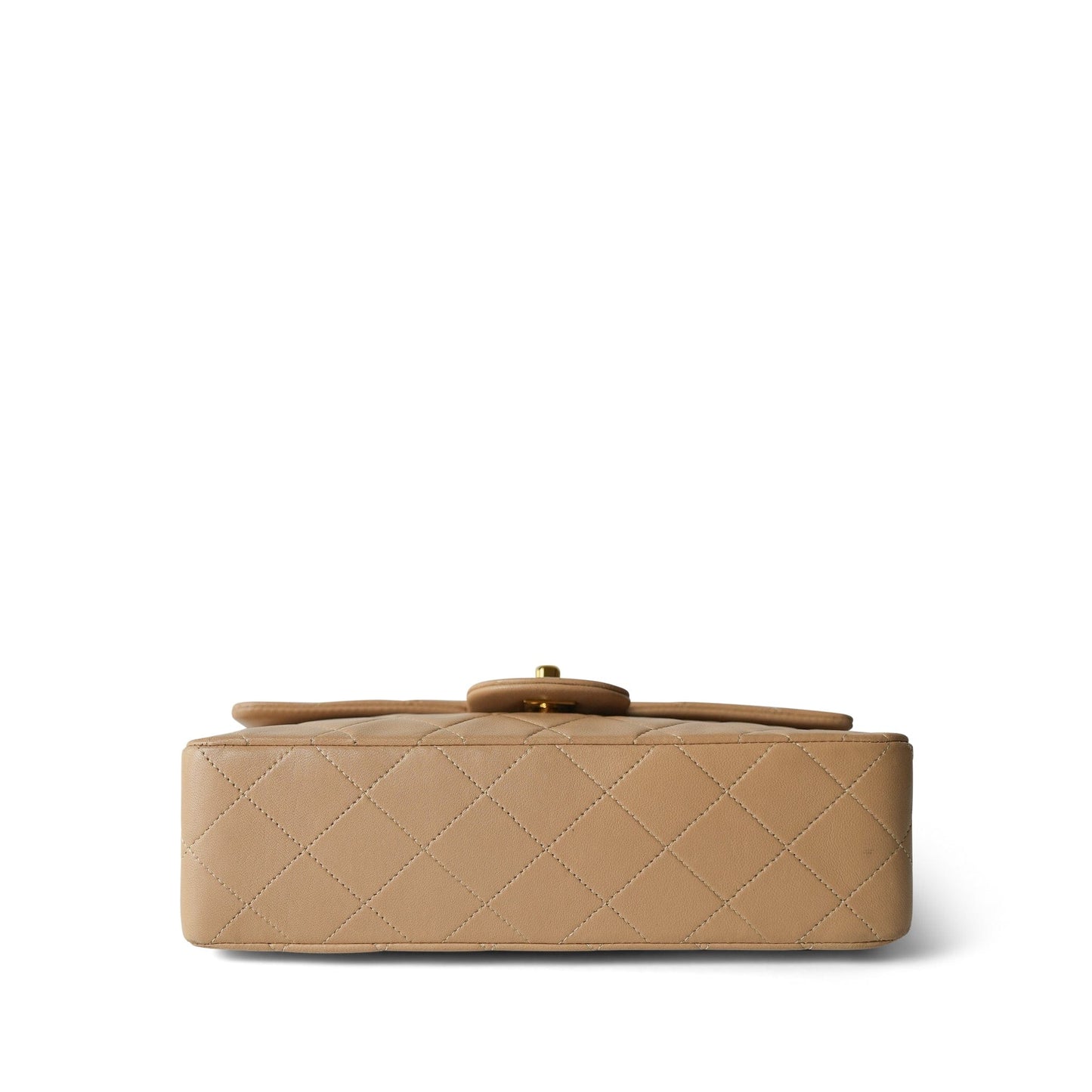 Vintage Light Beige Lambskin Quilted Classic Flap Small GHW