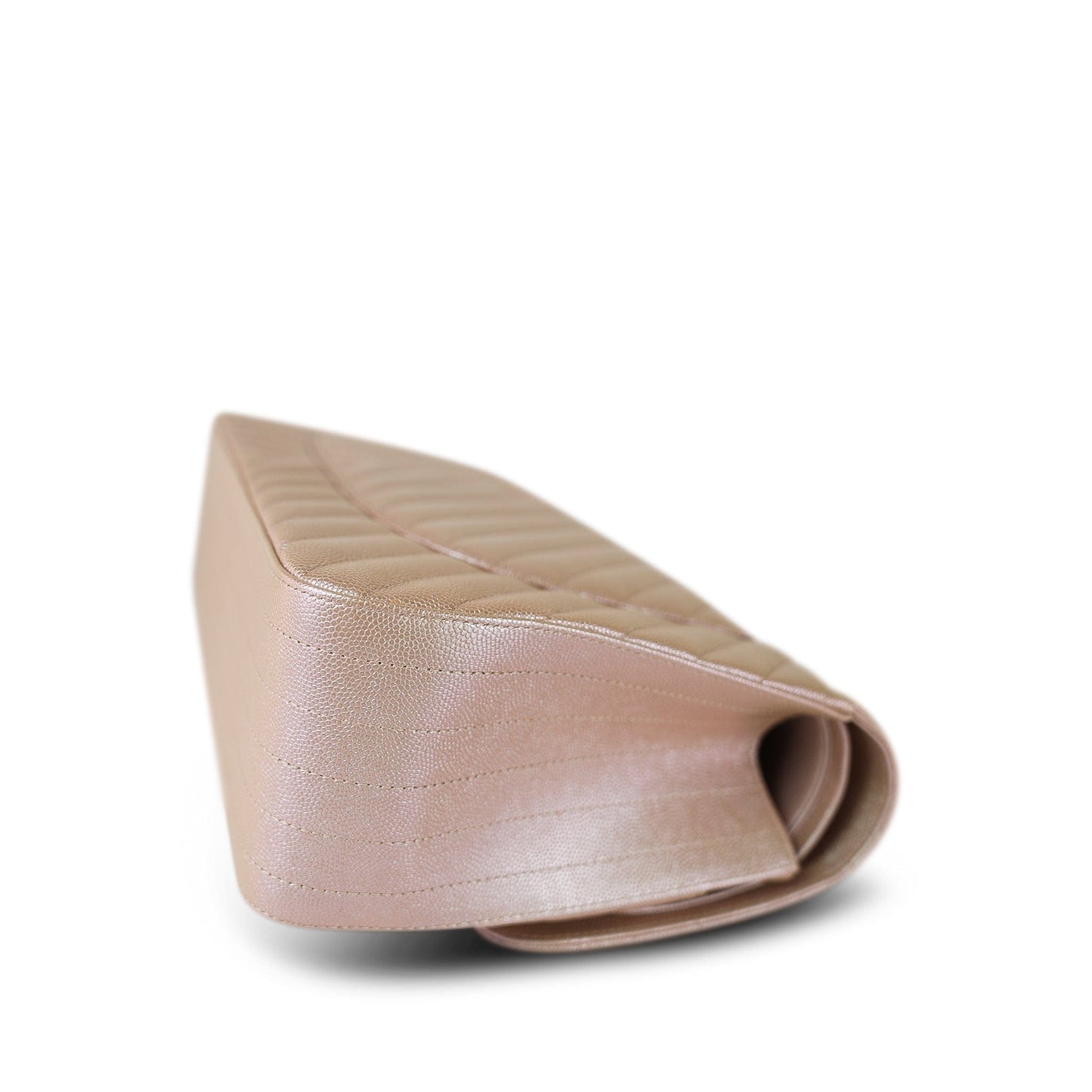 17B Rose Gold Iridescent Chevron Caviar Quilted Jumbo Classic Flap Silver Hardware