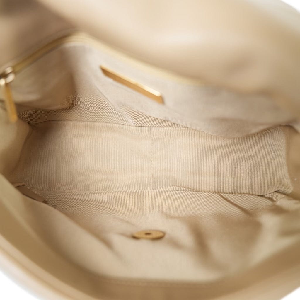 21S Beige Lambskin Quilted 19 Flap Small Mixed Hardware