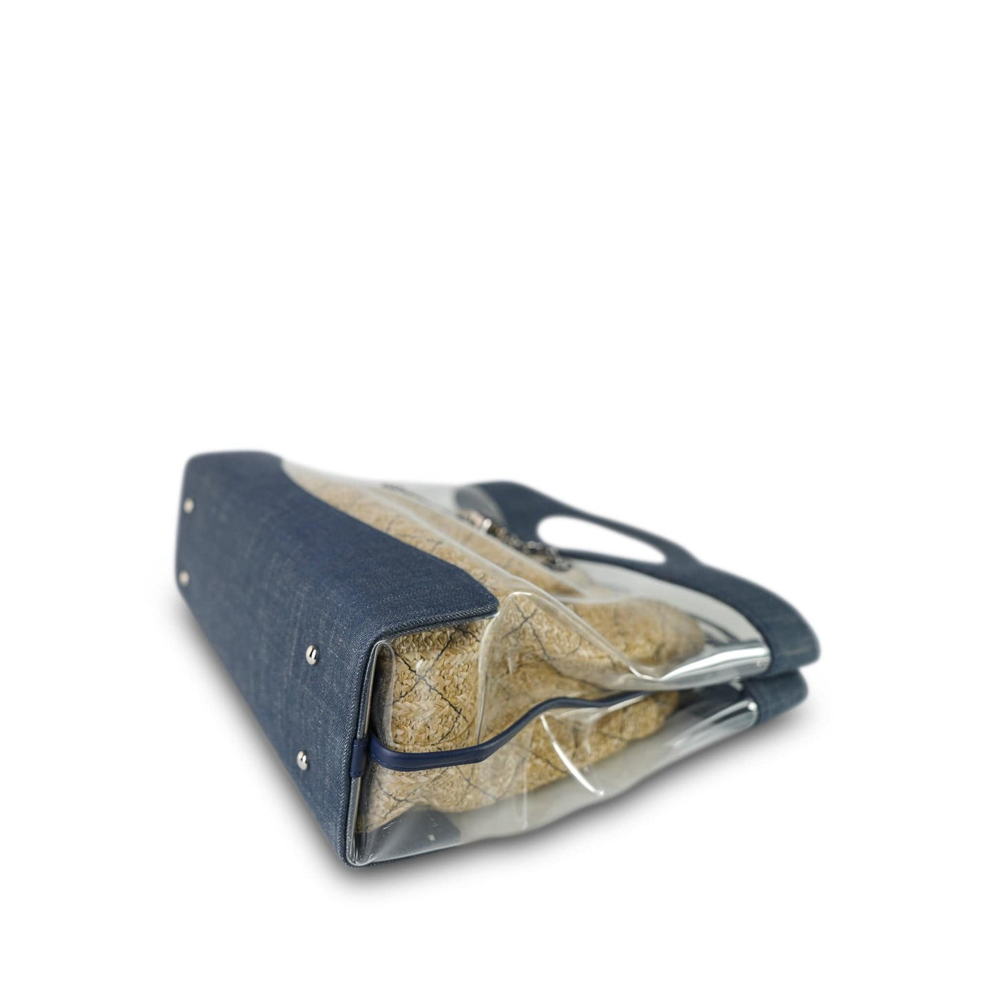 19S Blue Denim PVC Raffia Shopping Tote 31 Small SHW