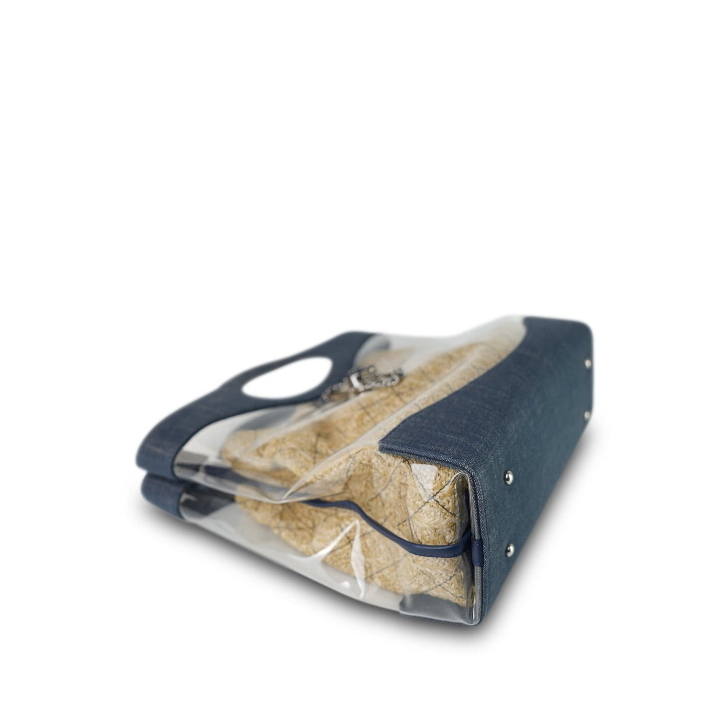 19S Blue Denim PVC Raffia Shopping Tote 31 Small SHW