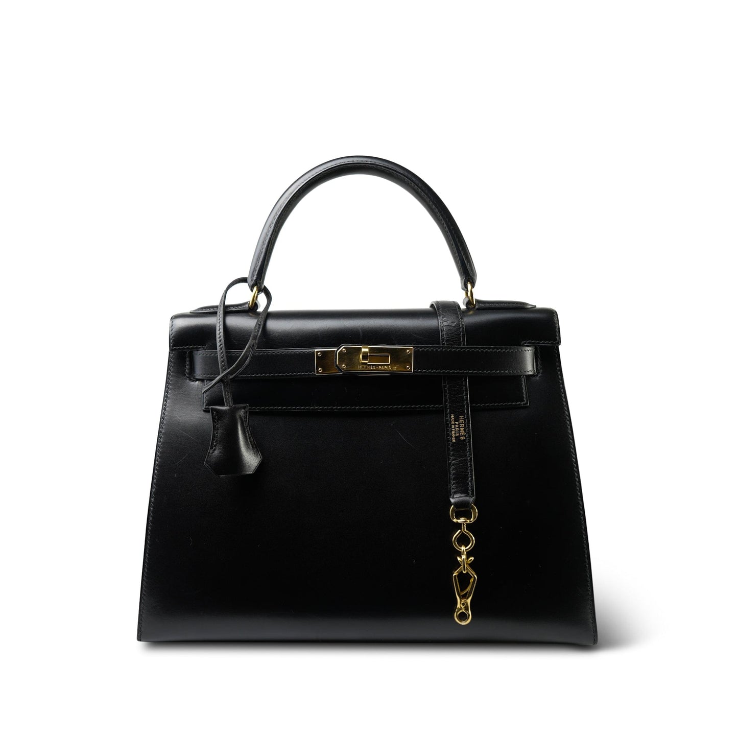 Vintage Kelly 28 Black Box Calfskin Gold Plated