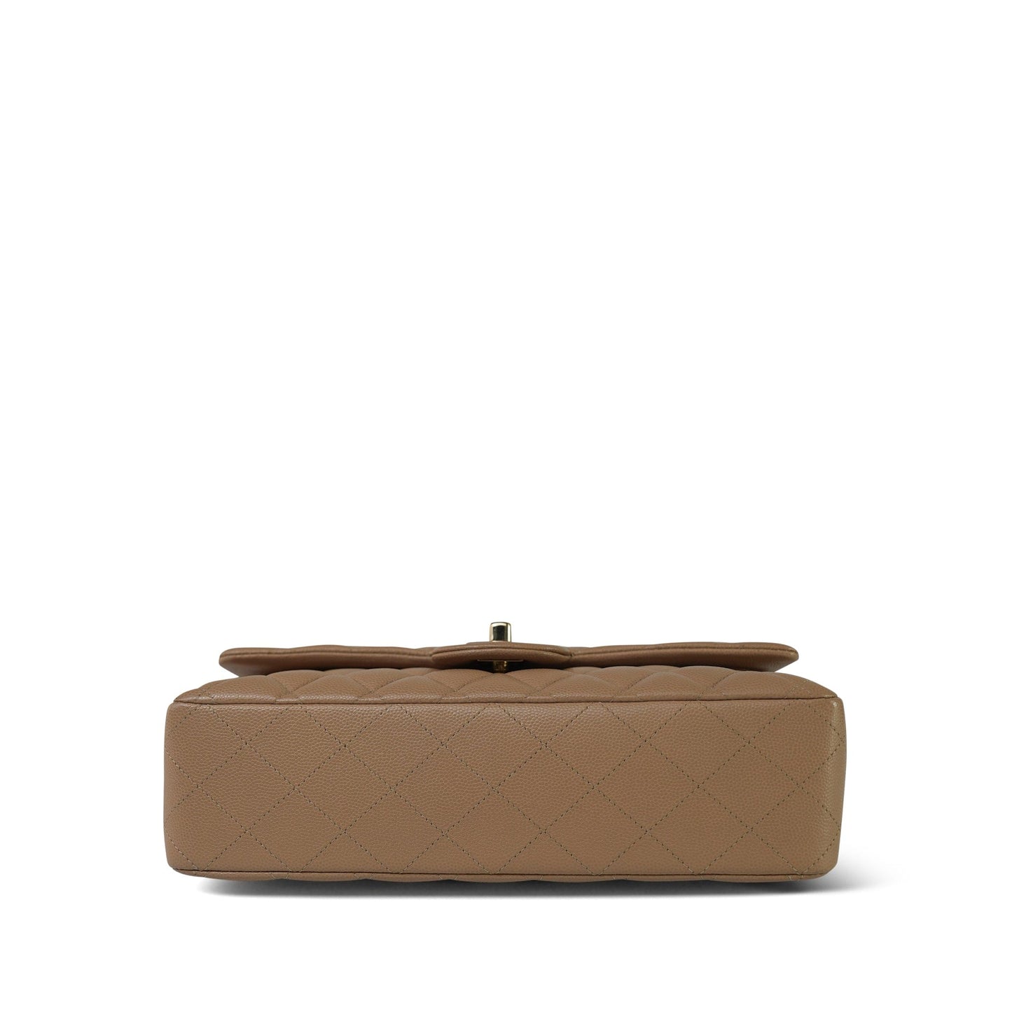 19B Beige Caviar Quilted Classic Flap Medium Light Gold Hardware