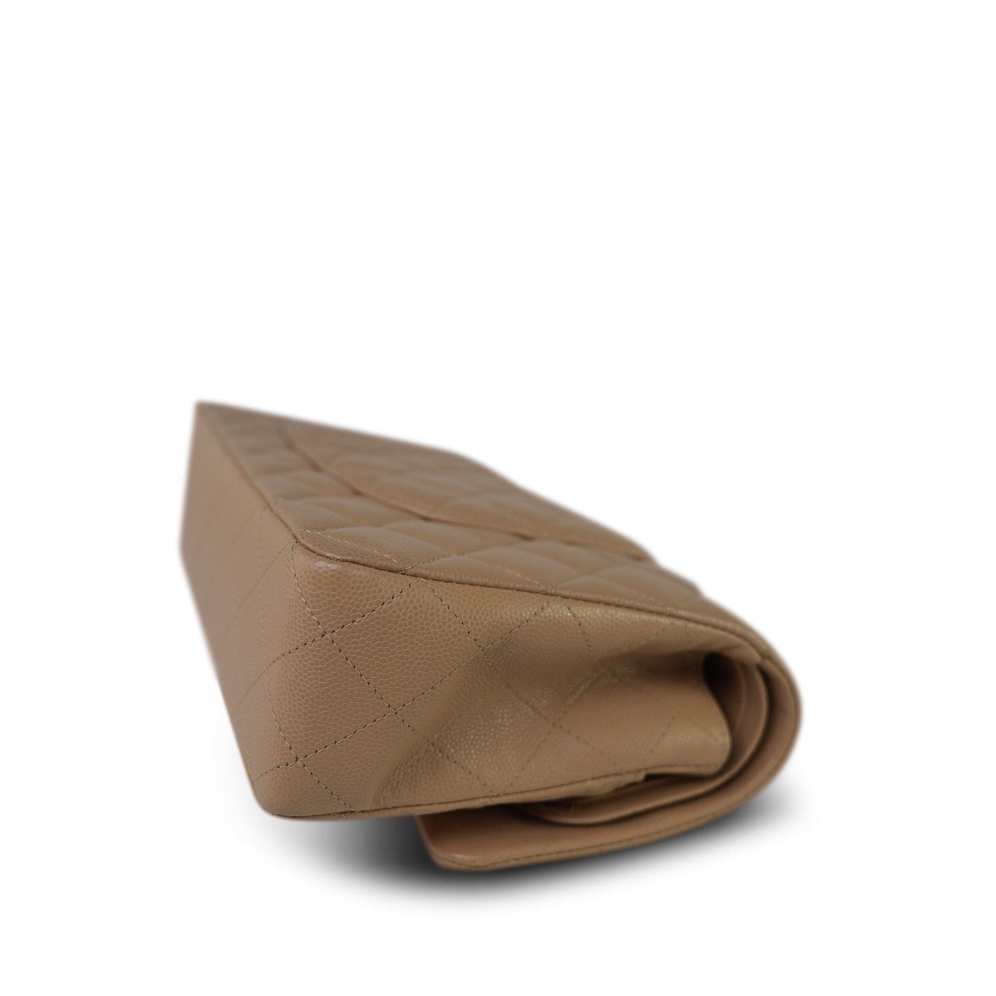 19B Beige Caviar Quilted Classic Flap Medium Light Gold Hardware