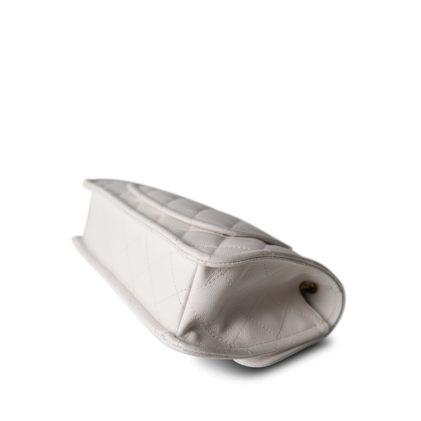 21P White Caviar Quilted Sweet Single Flap Bag Aged Gold Hardware