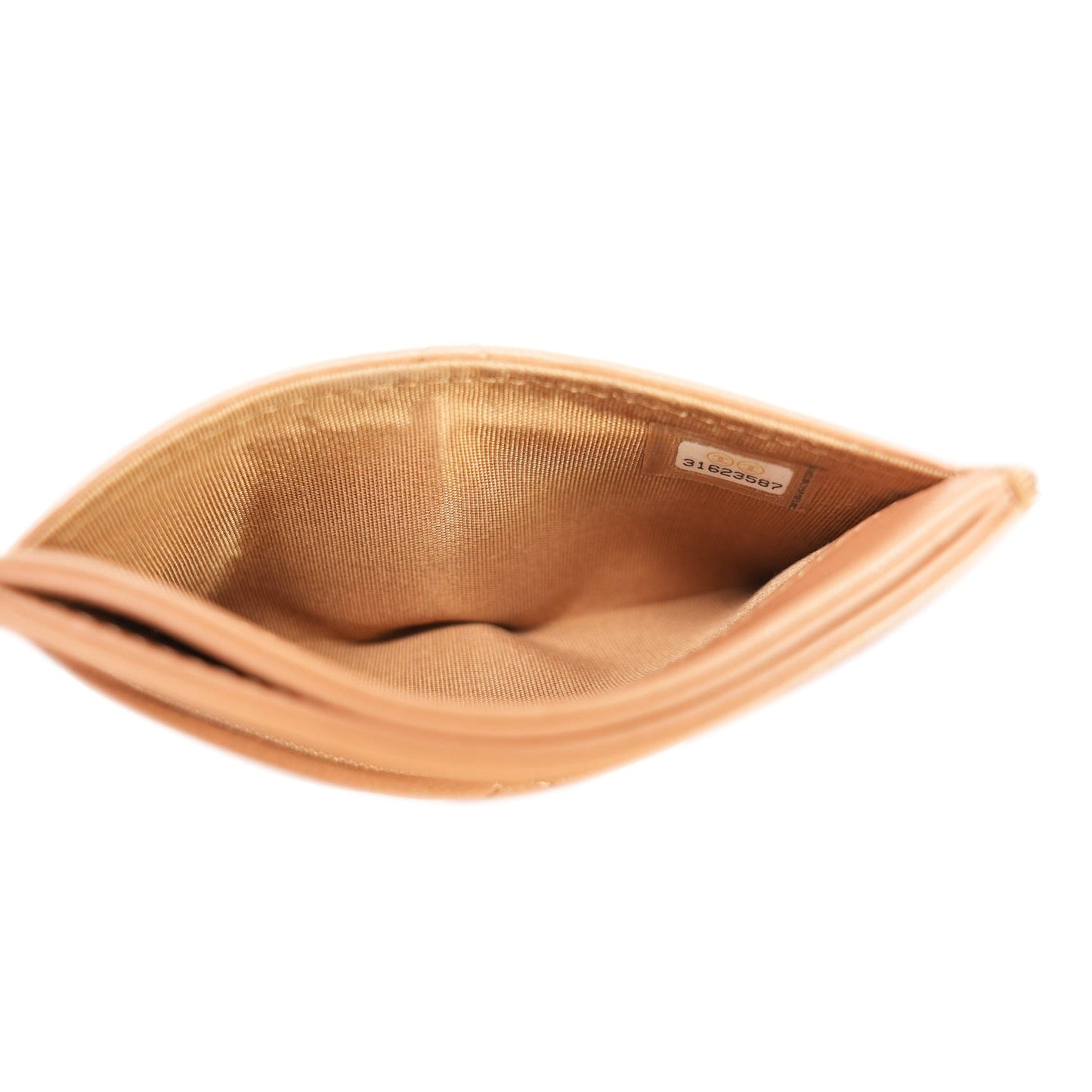 21K Caramel Lambskin Quilted 19 Card Holder Aged Gold Hardware