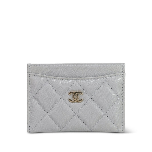 21A Grey Caviar Quilted Classic Card Holder LGHW