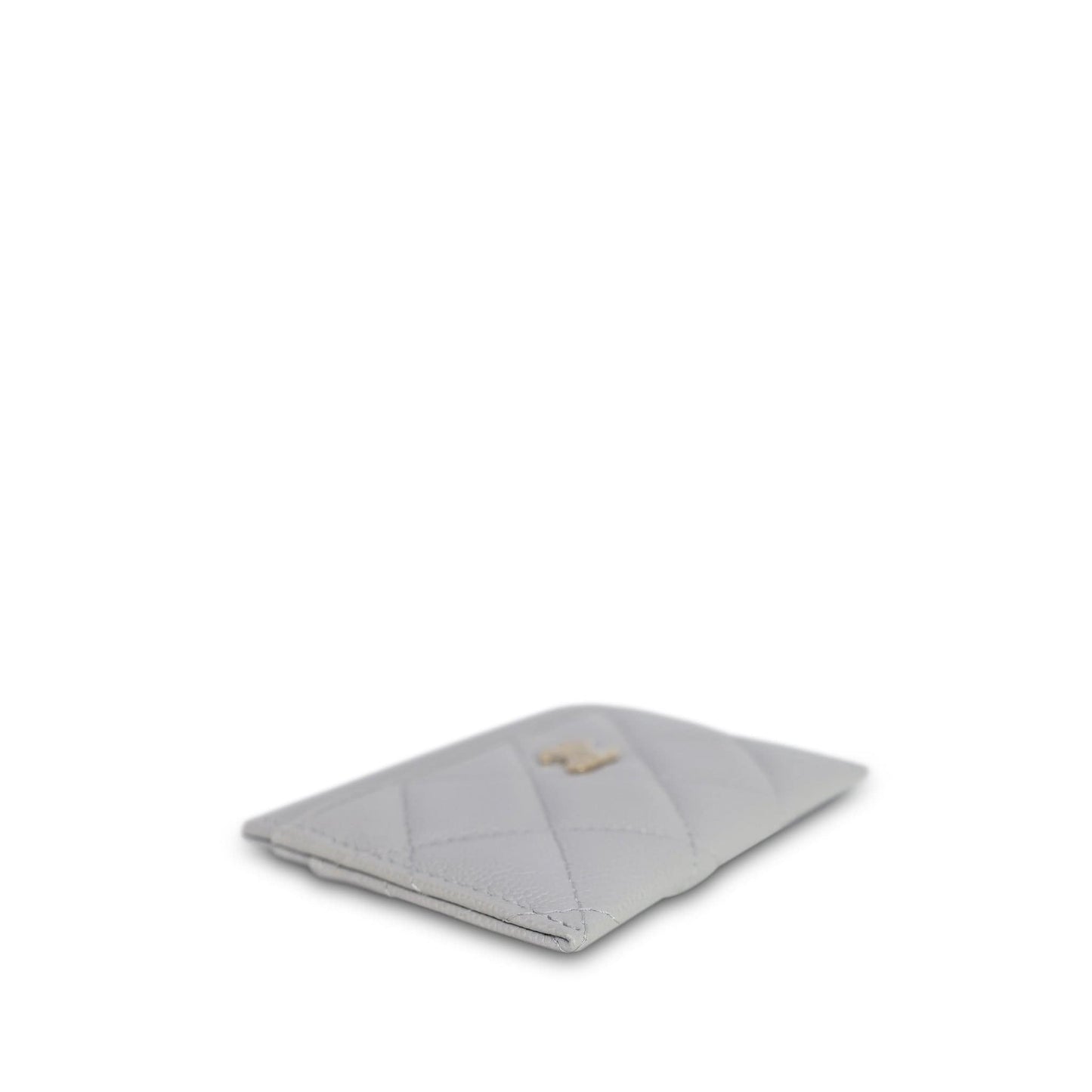 21A Grey Caviar Quilted Classic Card Holder LGHW