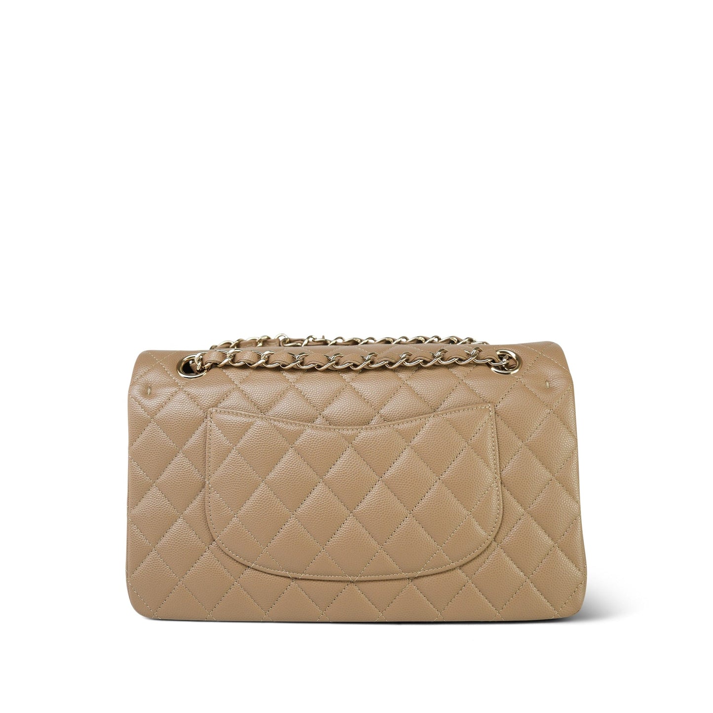 22A Dark Beige Caviar Quilted Medium Classic Flap Light Gold Hardware