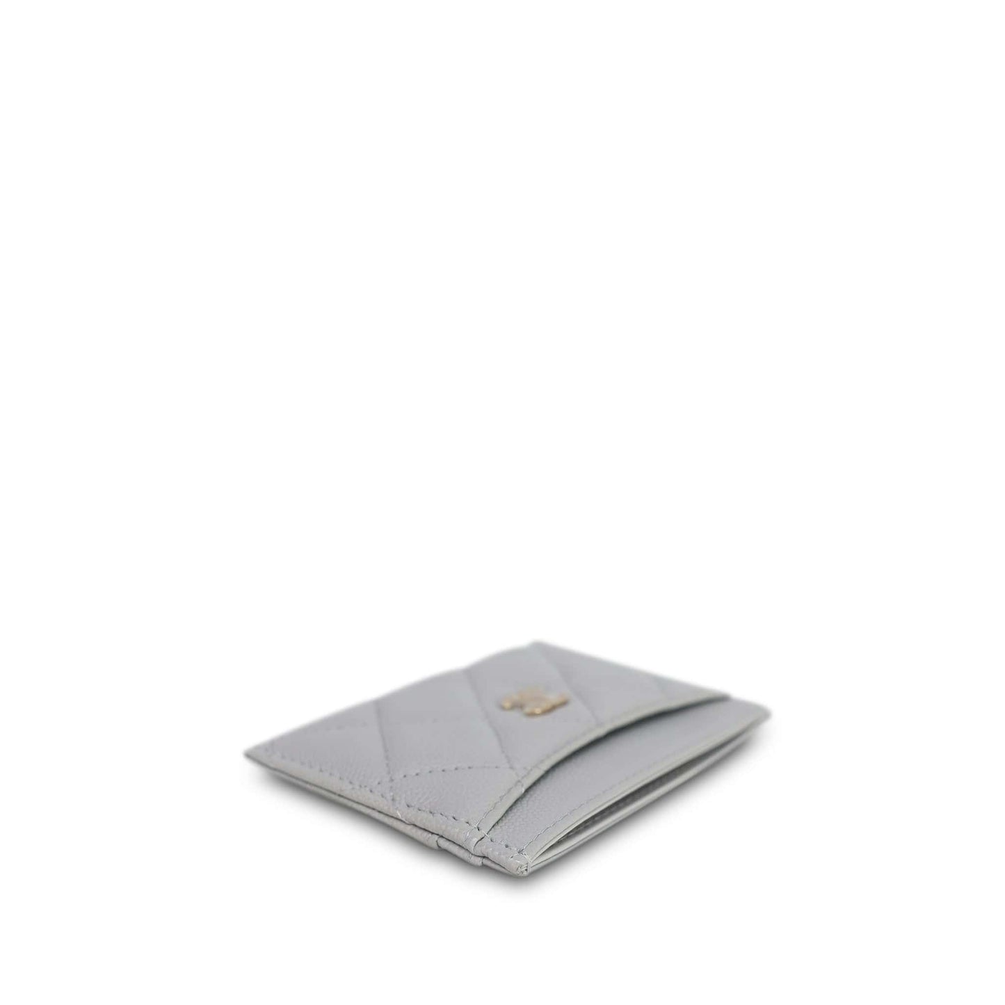 21A Grey Caviar Quilted Classic Card Holder LGHW