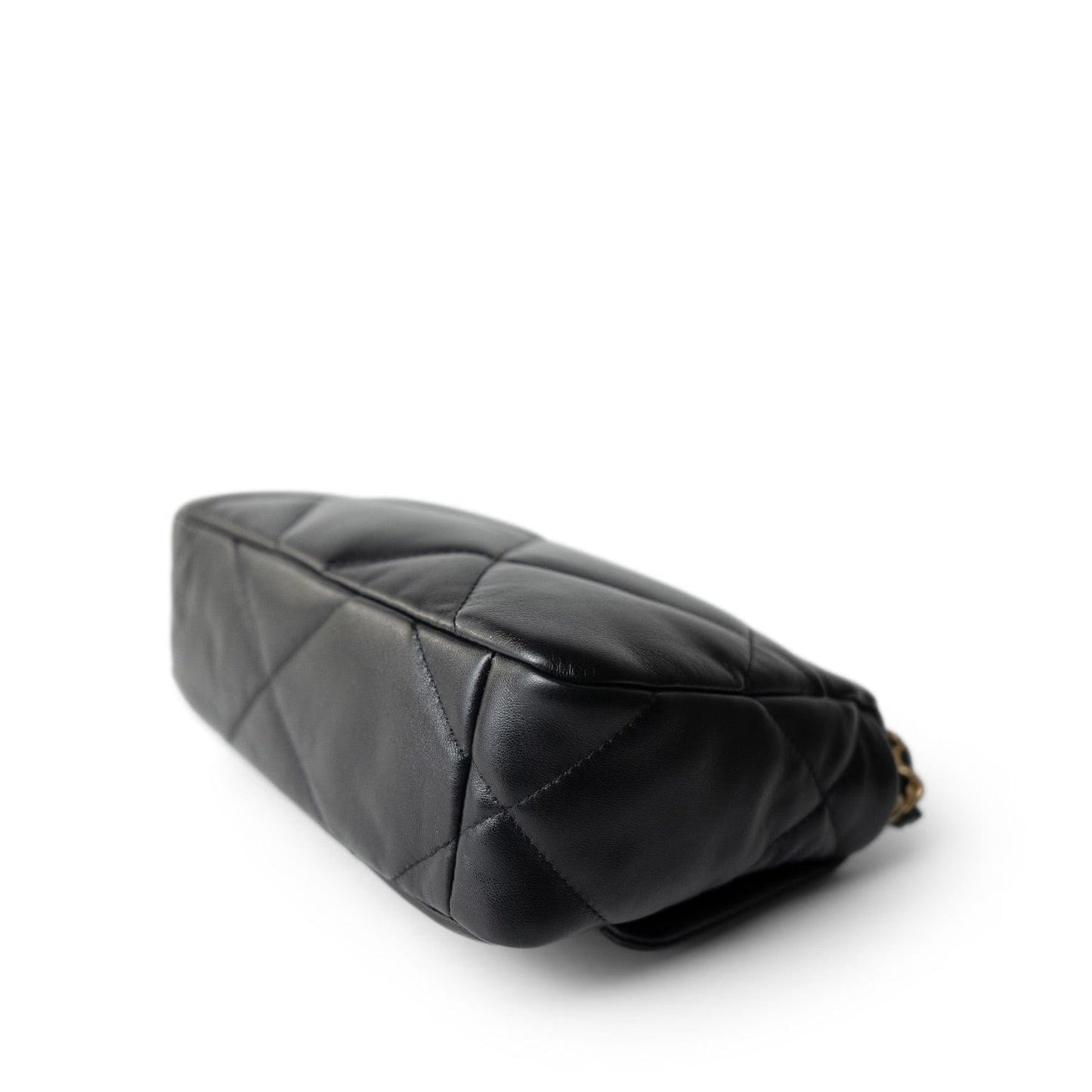 22A Black Lambskin Quilted 19 Flap Small Mixed Hardware