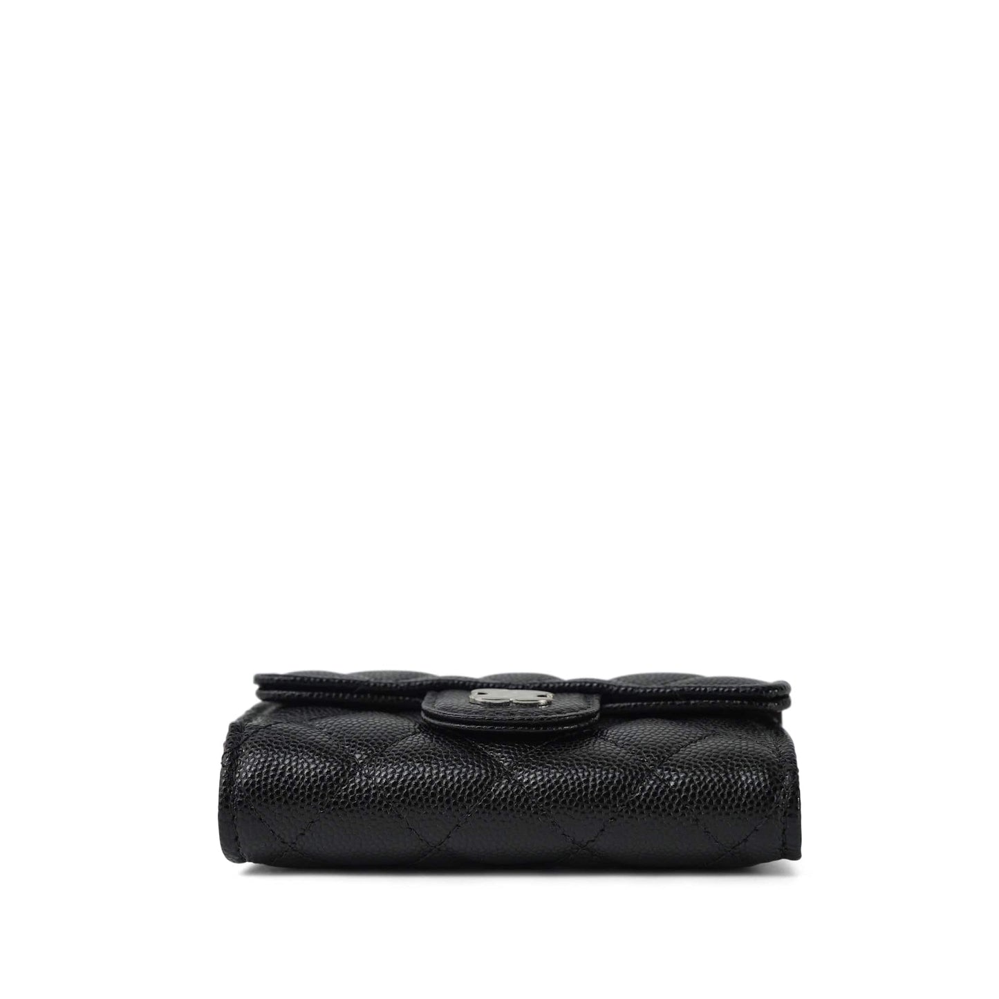 21K Black Caviar Quilted Classic Flap Key Holder SHW