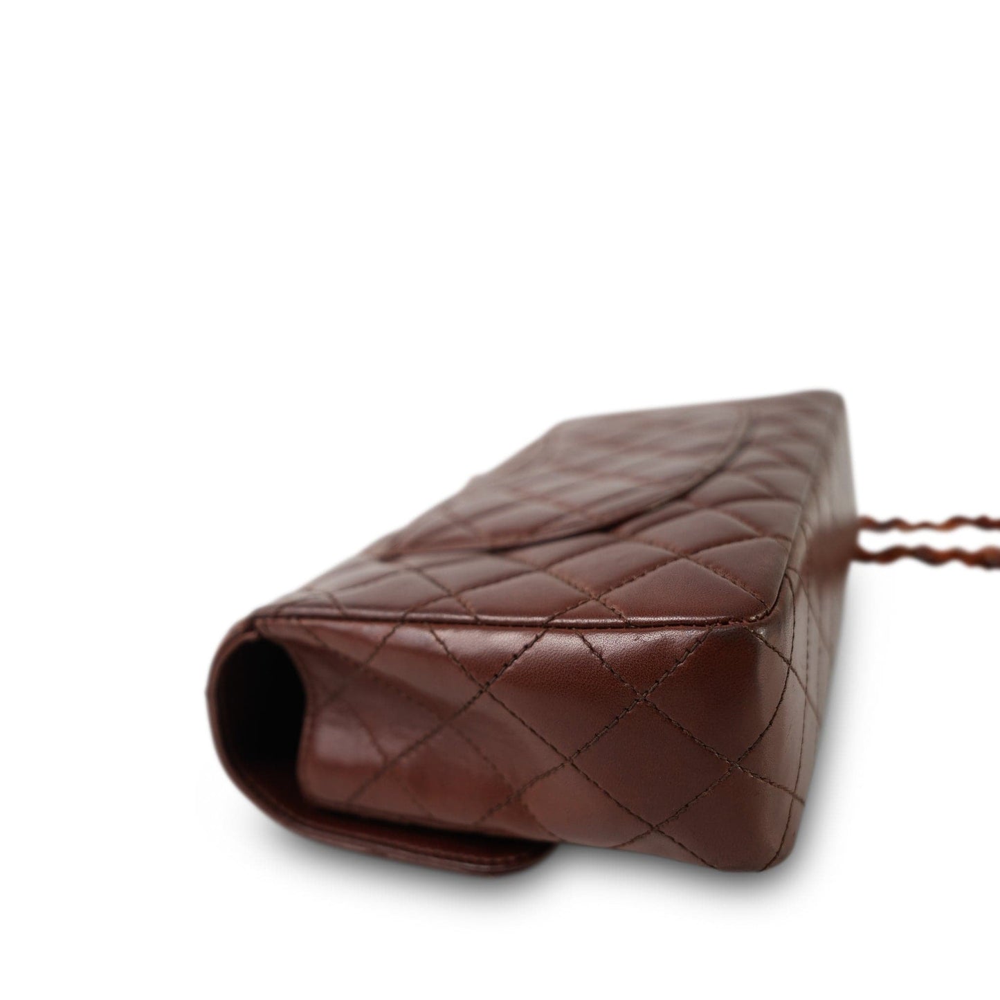 Vintage Brown Lambskin Quilted Single Flap Medium Tortoiseshell Hardware