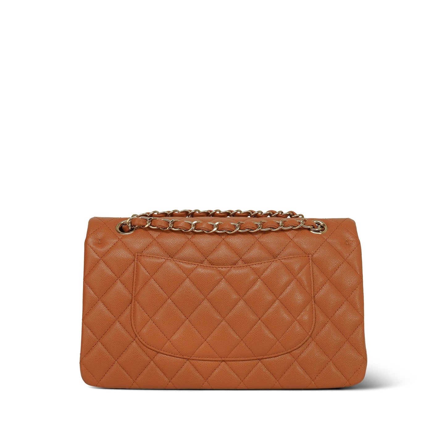 21A Caramel/Orange Caviar Quilted Classic Flap Medium LGHW