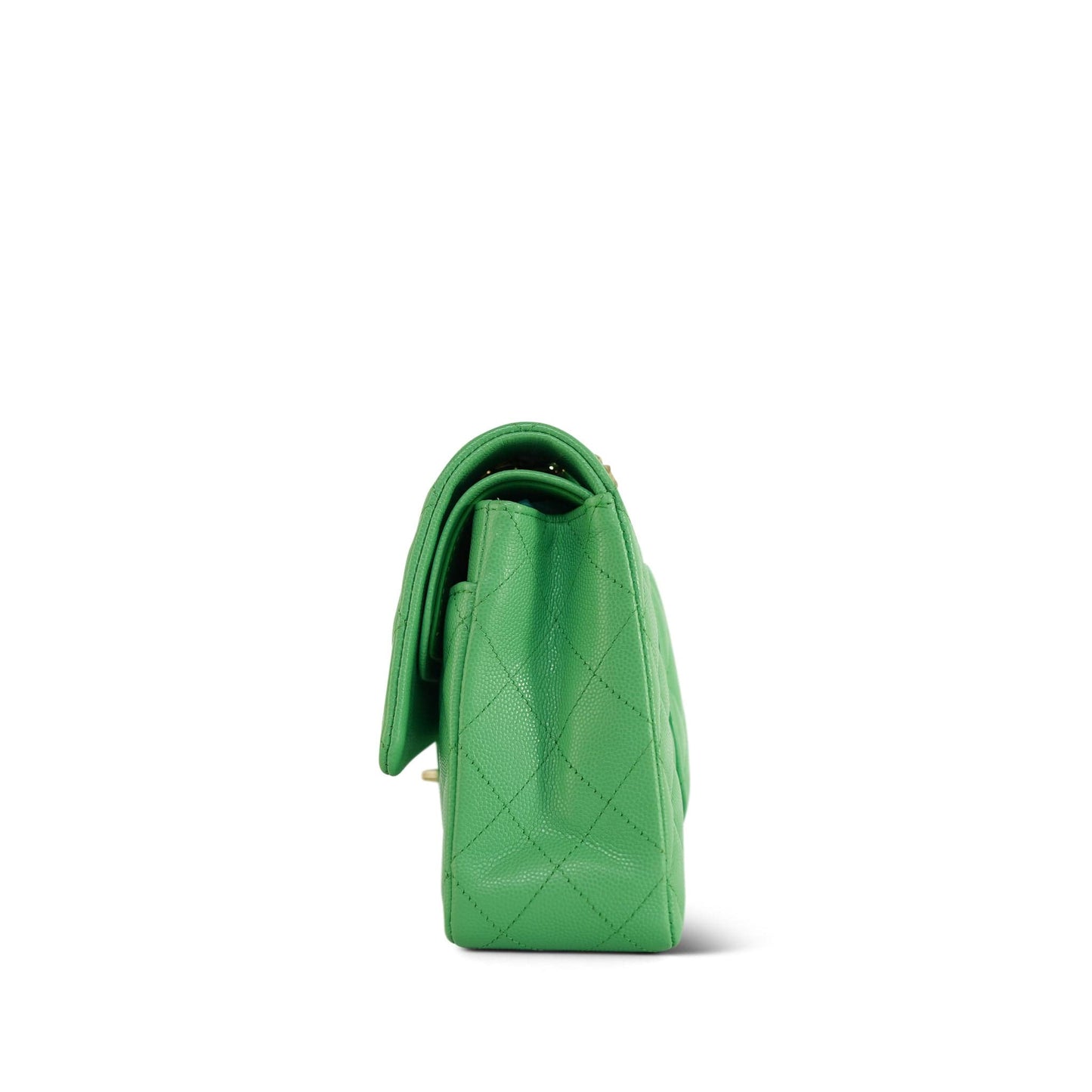 21P Green Caviar Quilted Classic Flap Medium LGHW
