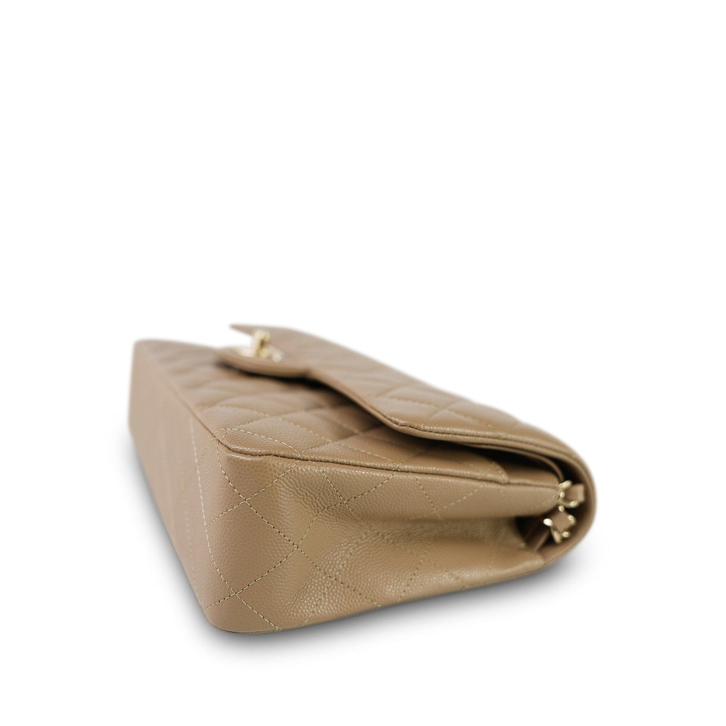 22A Dark Beige Caviar Quilted Medium Classic Flap Light Gold Hardware