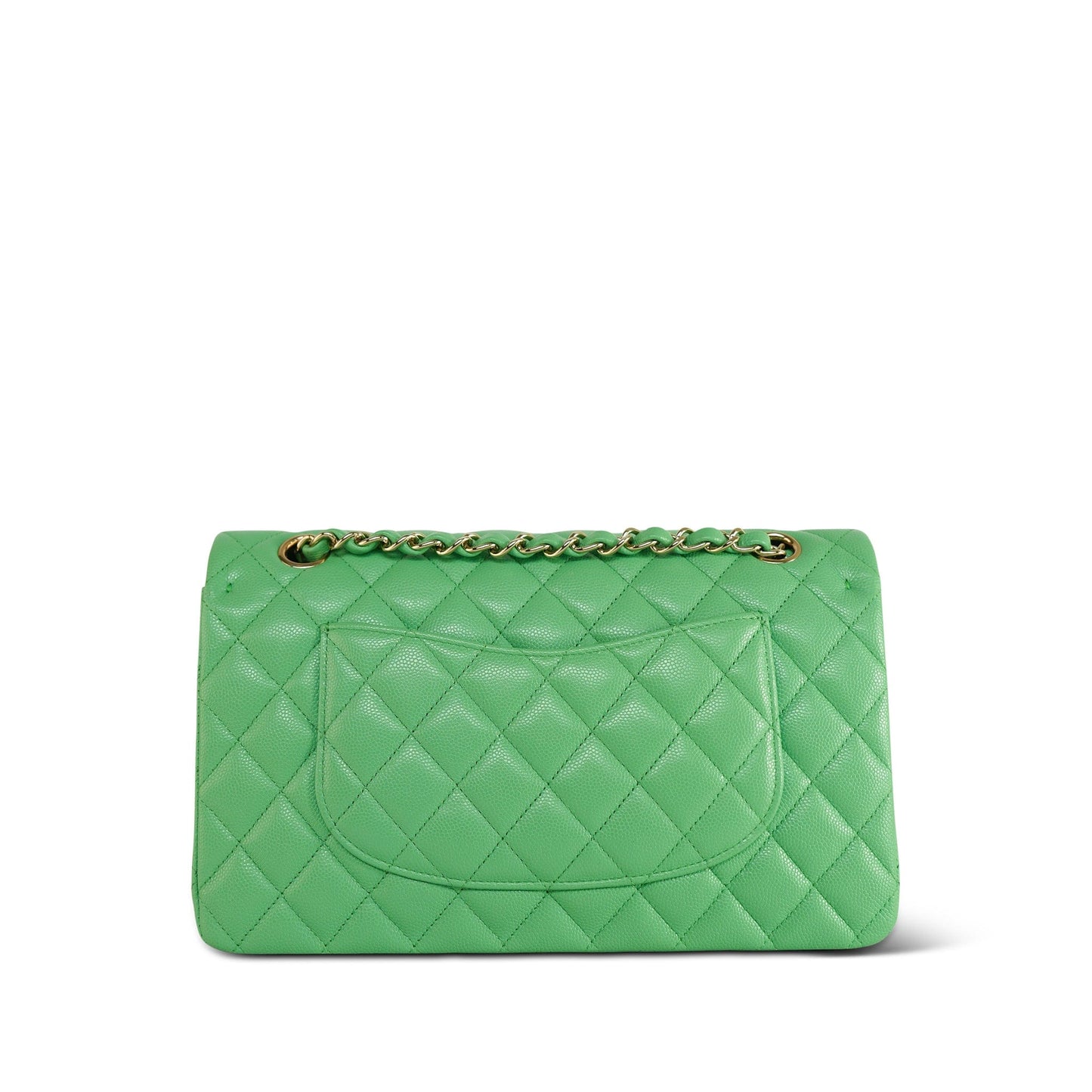 21P Green Caviar Quilted Classic Flap Medium LGHW