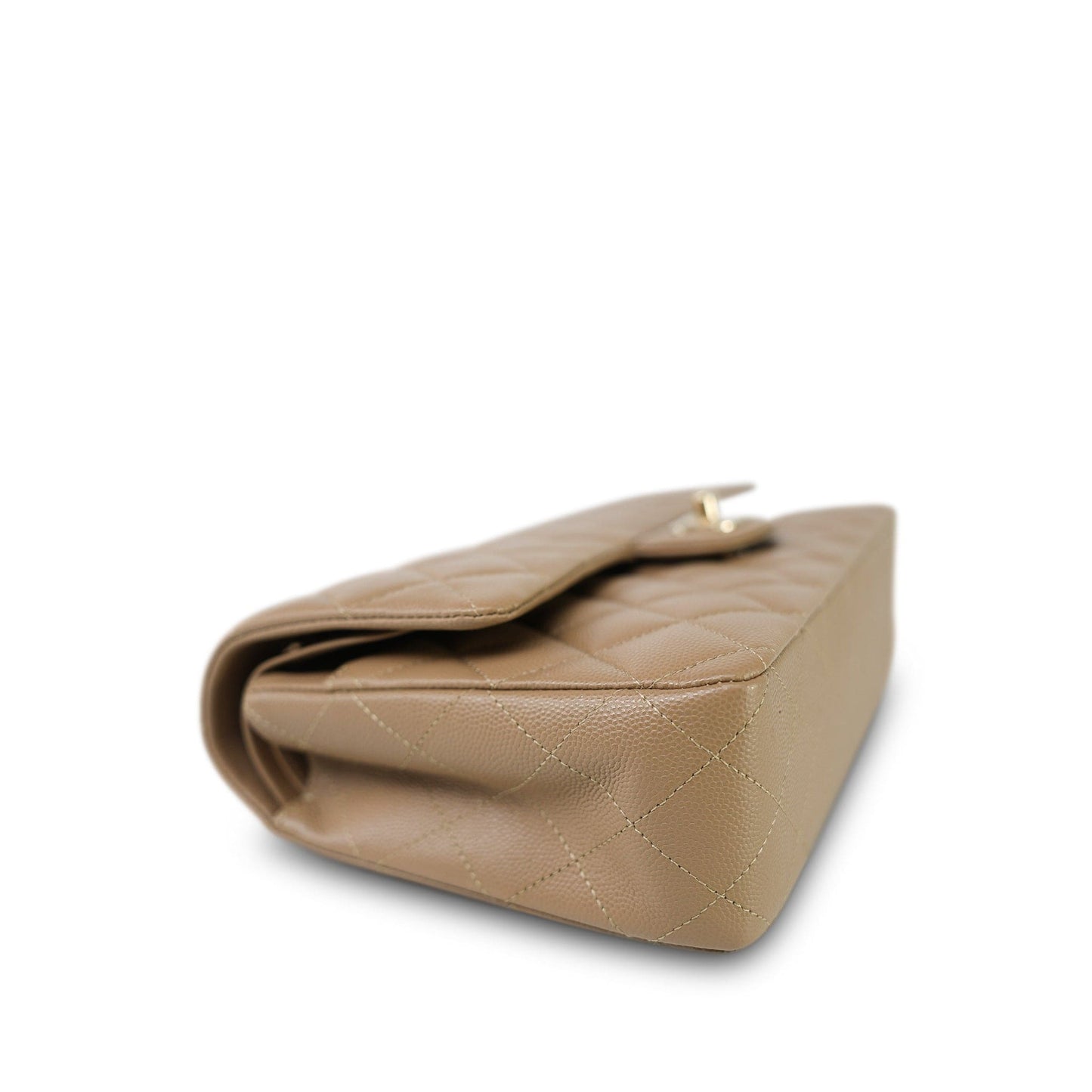 22A Dark Beige Caviar Quilted Medium Classic Flap Light Gold Hardware