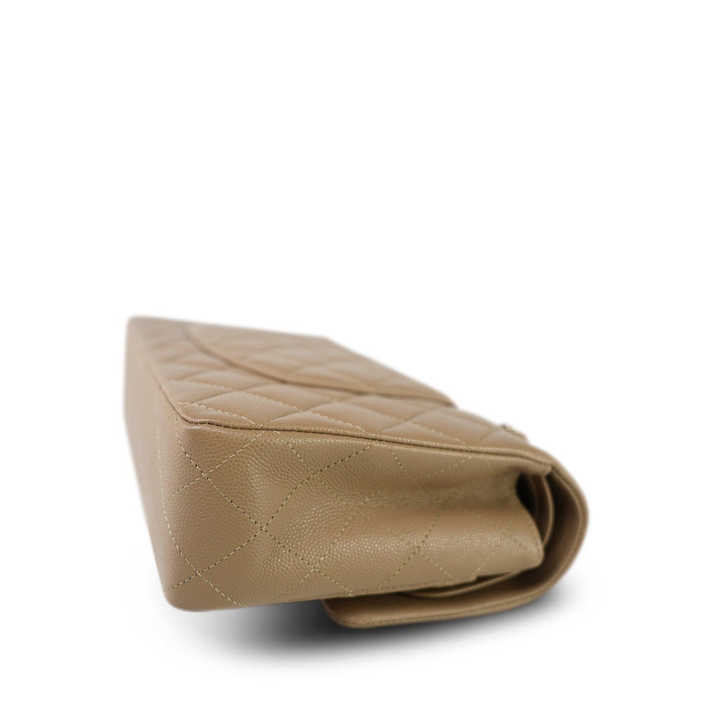 22A Dark Beige Caviar Quilted Medium Classic Flap Light Gold Hardware