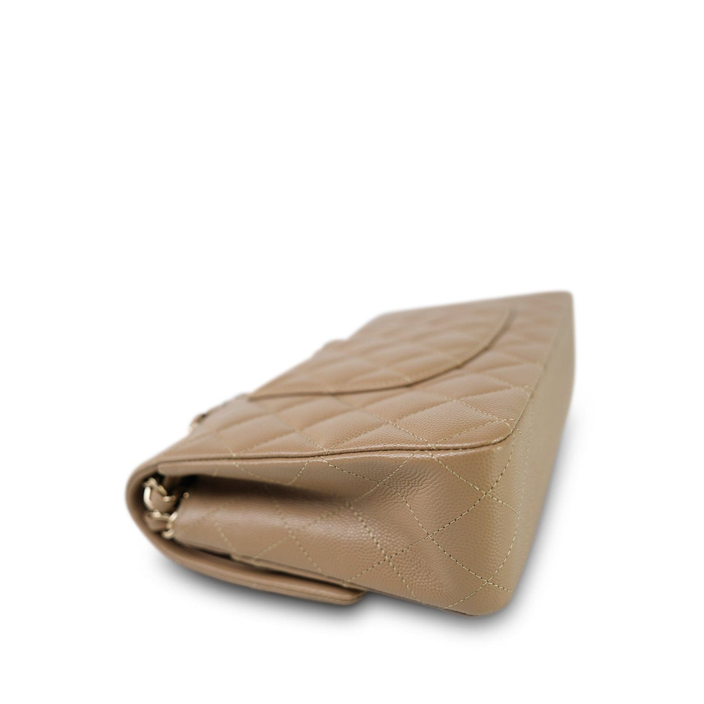 22A Dark Beige Caviar Quilted Medium Classic Flap Light Gold Hardware