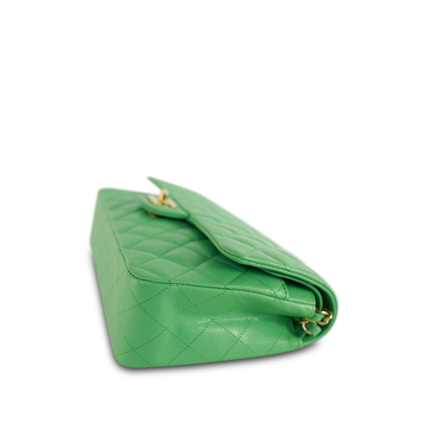 21P Green Caviar Quilted Classic Flap Medium LGHW