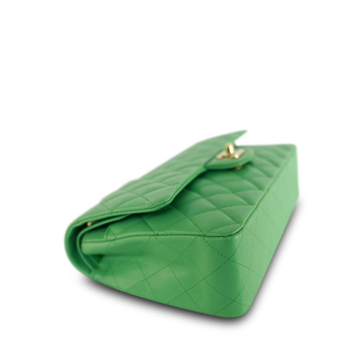 21P Green Caviar Quilted Classic Flap Medium LGHW