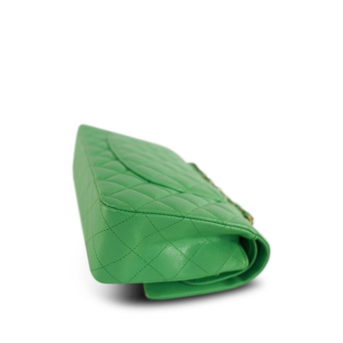 21P Green Caviar Quilted Classic Flap Medium LGHW