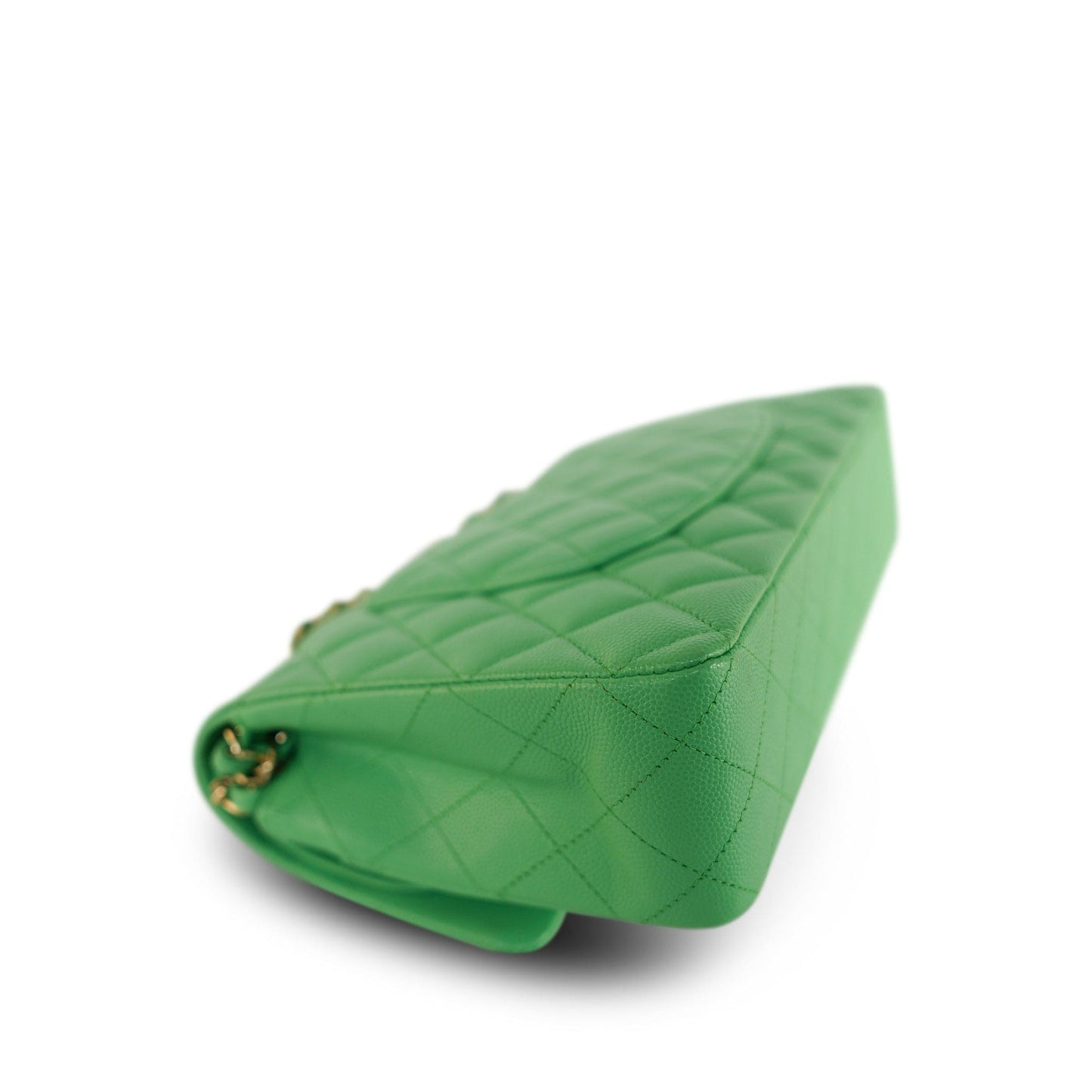 21P Green Caviar Quilted Classic Flap Medium LGHW