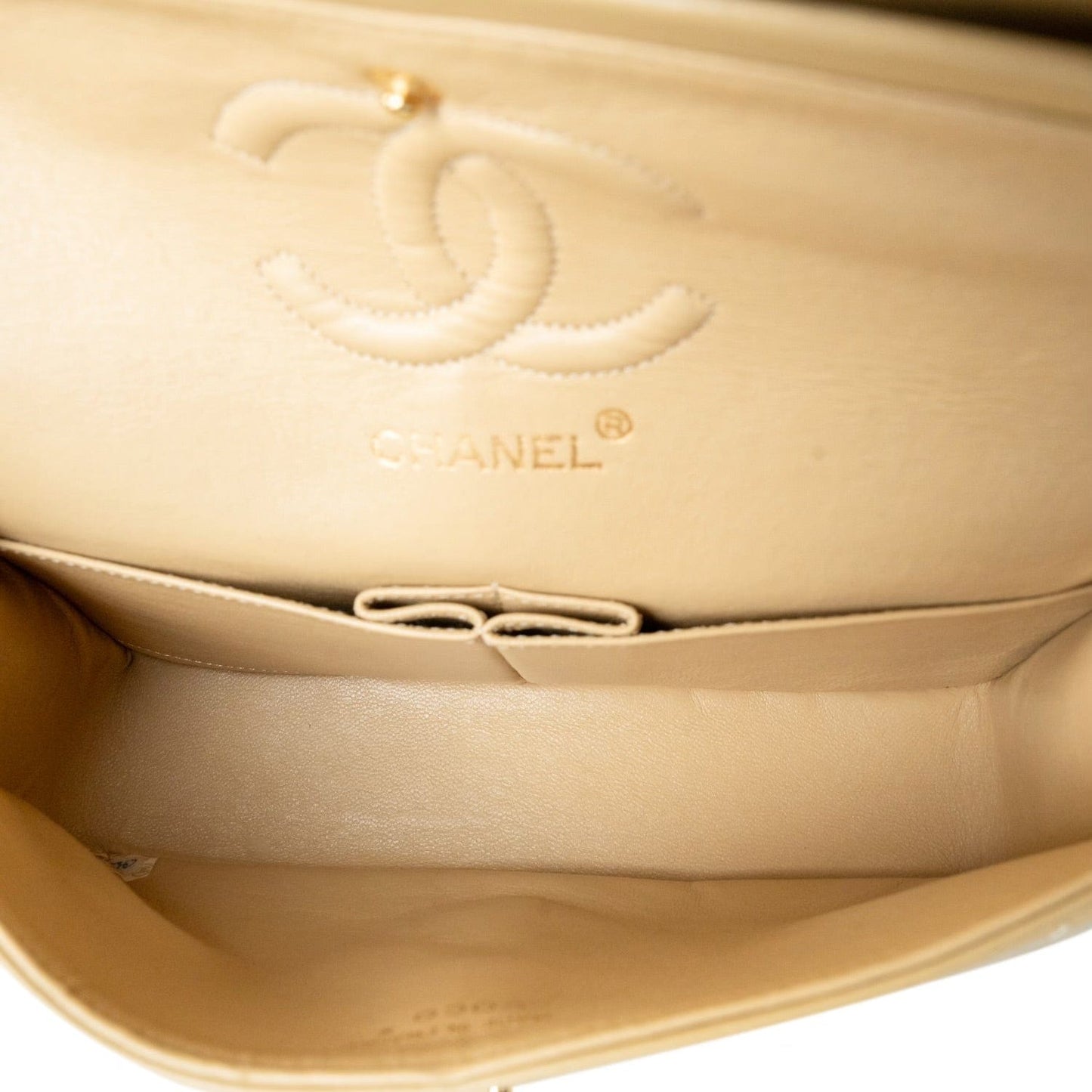 Vintage Beige Lambskin Quilted Classic Flap Small GHW