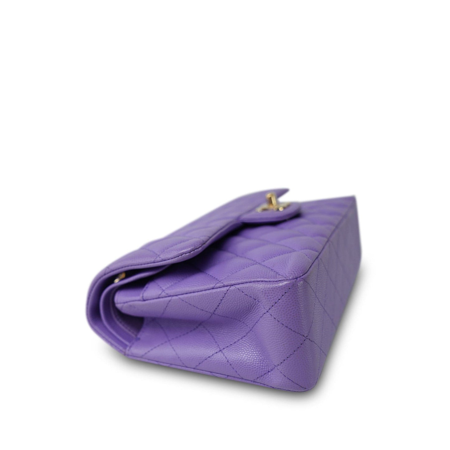 20S Purple Caviar Quilted Classic Flap Small Light Gold Hardware