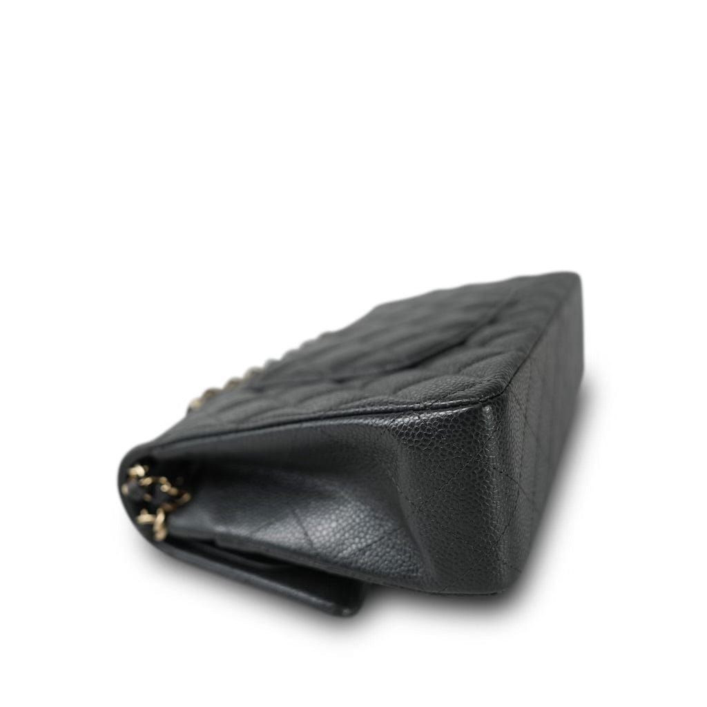 18S Dark Grey/Charcoal Caviar Quilted Classic Flap Medium Light Gold Hardware