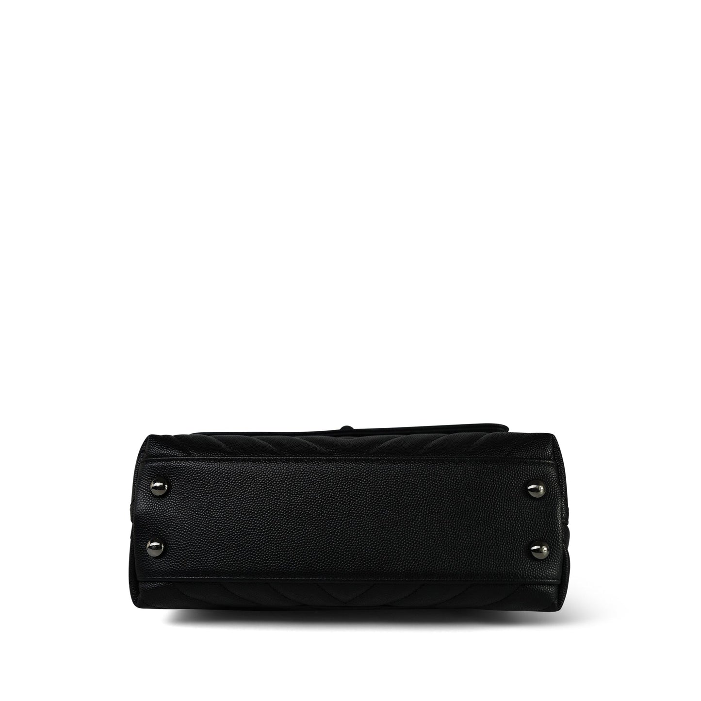 19K Black Caviar Chevron Quilted Small Coco Handle Ruthenium Hardware