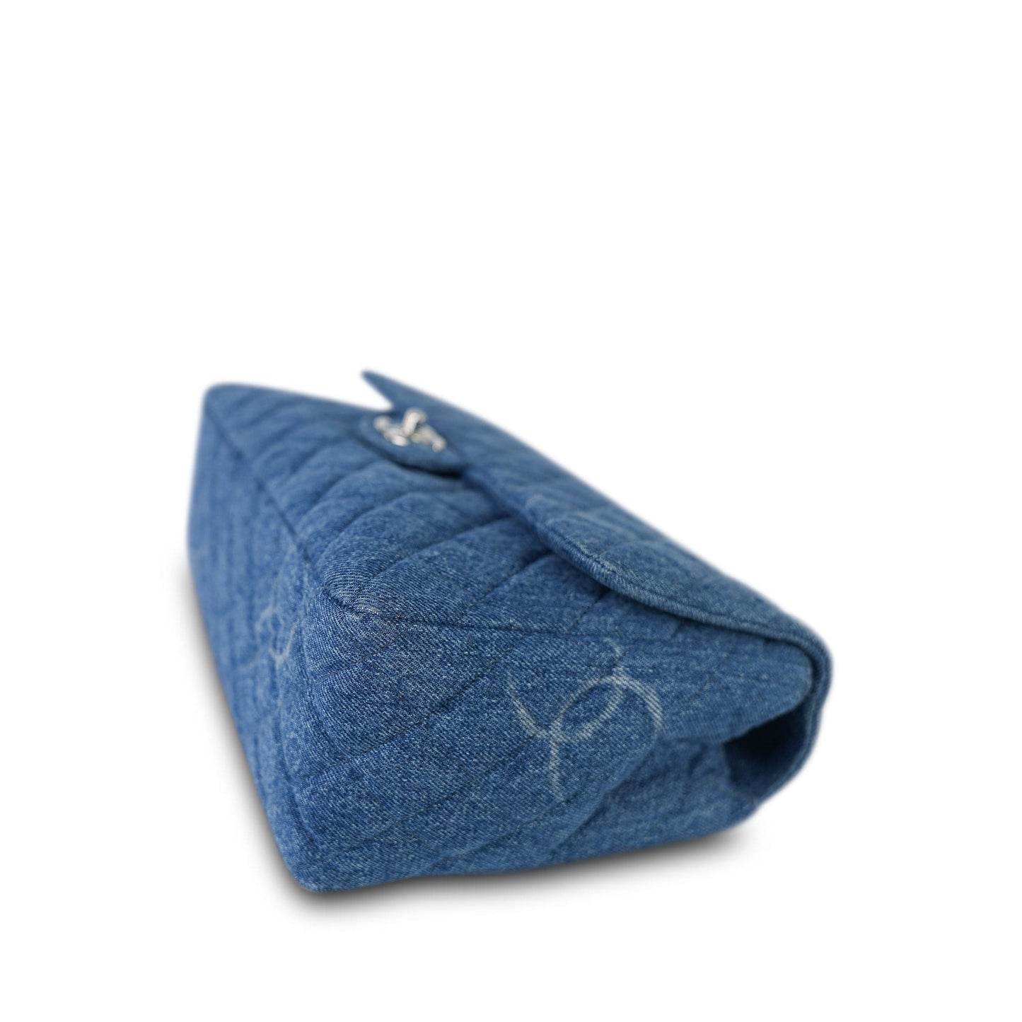 20B Blue Denim Quilted CC Single Flap Jumbo SHW