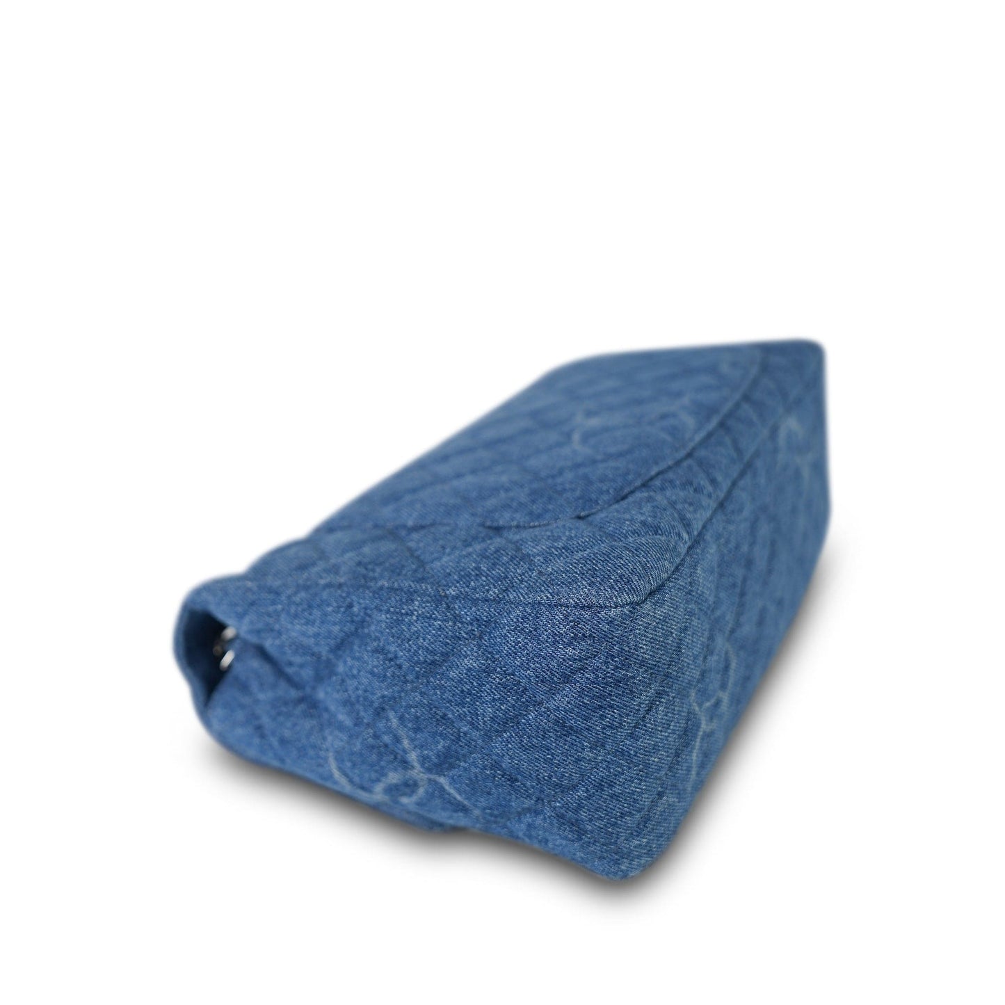 20B Blue Denim Quilted CC Single Flap Jumbo SHW