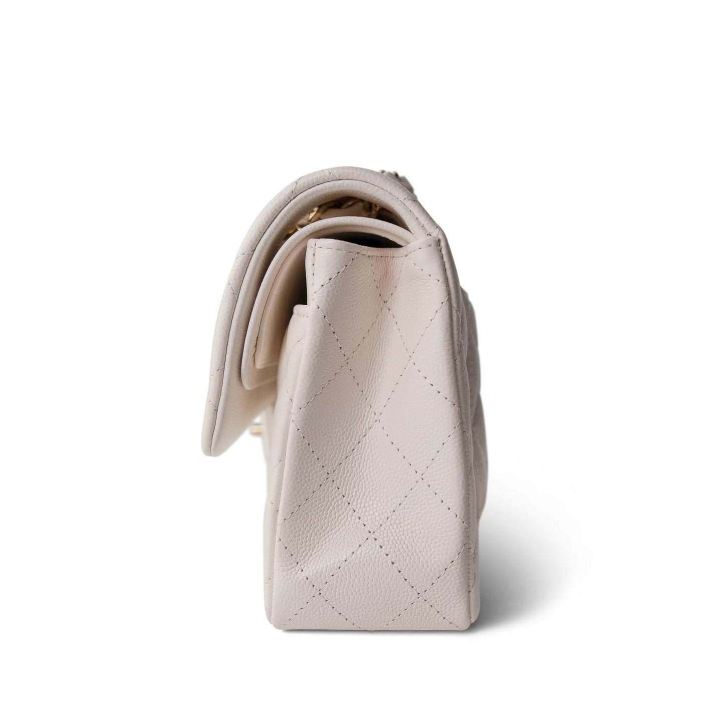 21S White Caviar Quilted Classic Flap Small LGHW