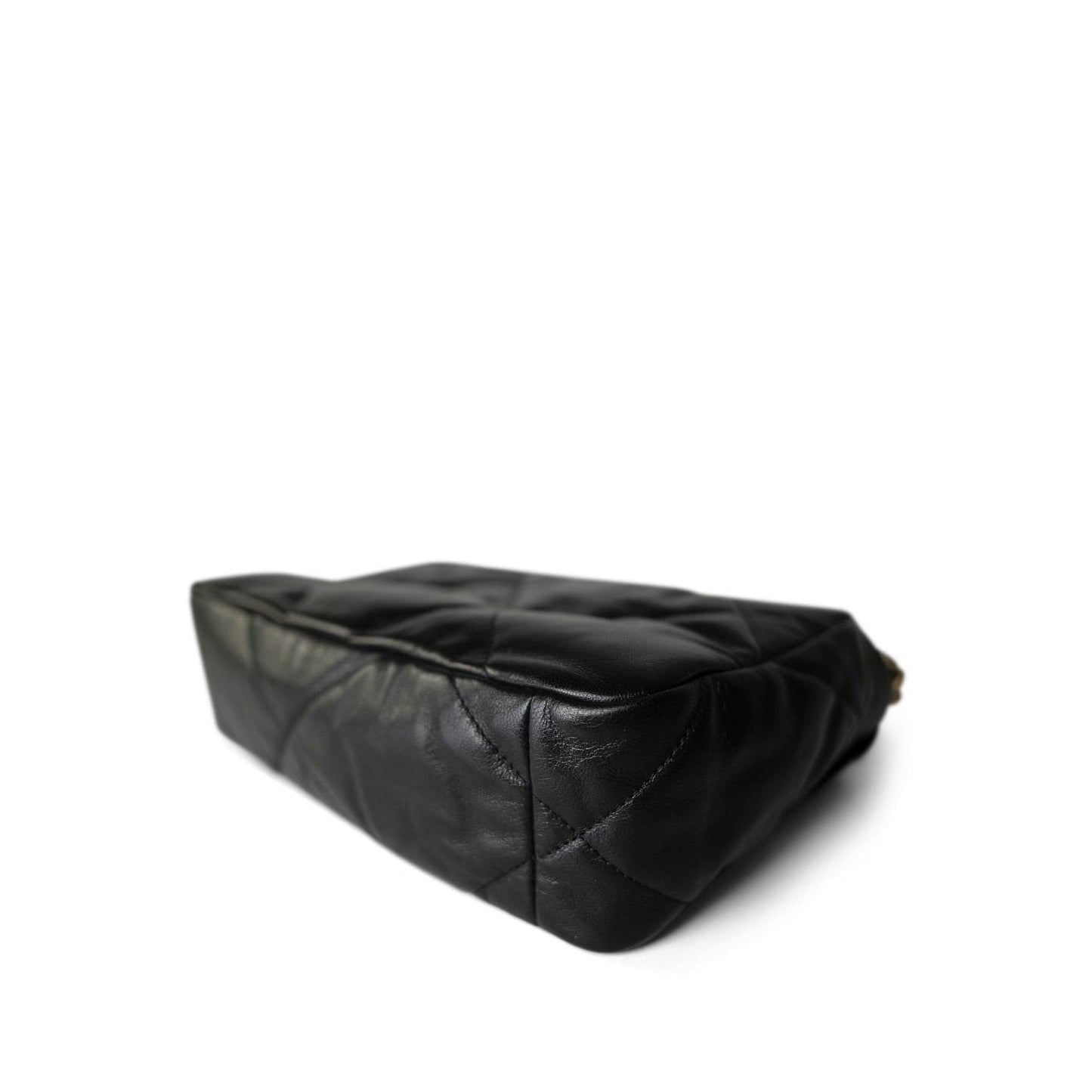 20S Black Goatskin Quilted 19 Flap Small MHW