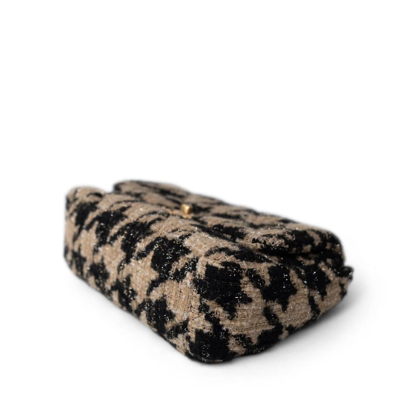 19K Beige/Black Tweed Quilted Houndstooth 19 Flap Small MHW