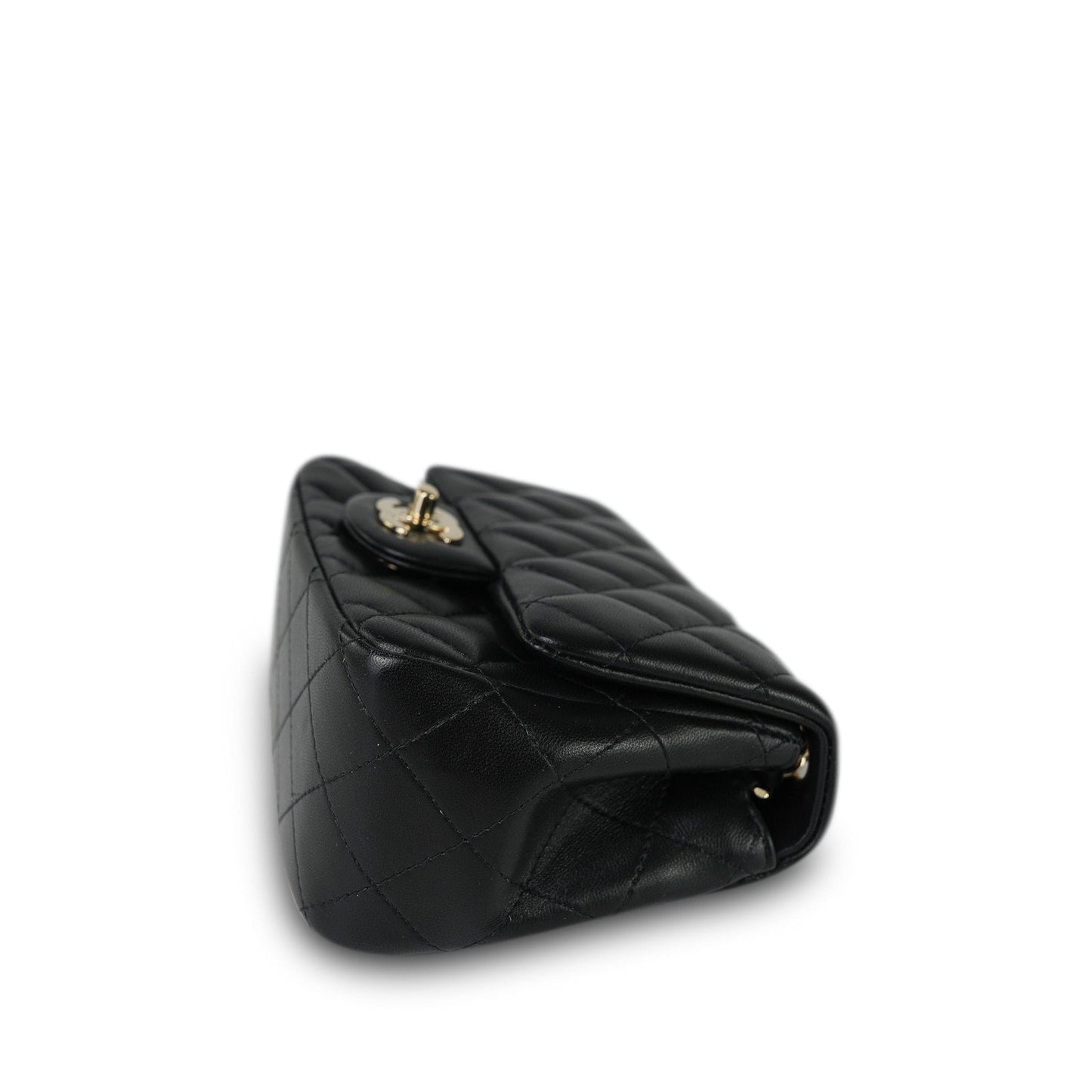 21P Black Lambskin Quilted Mini Square Flap LGHW