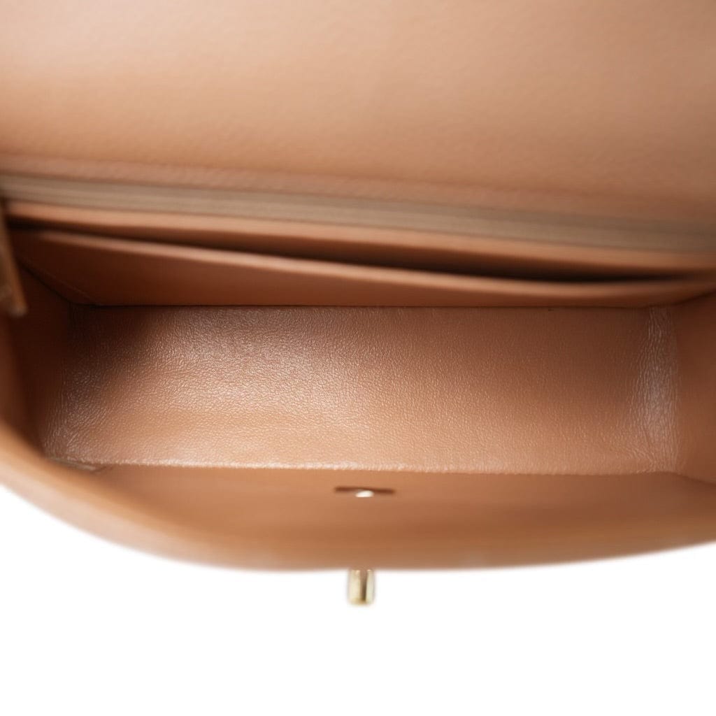 18S Dark Beige Caviar Quilted Mini Rectangular Flap LGHW