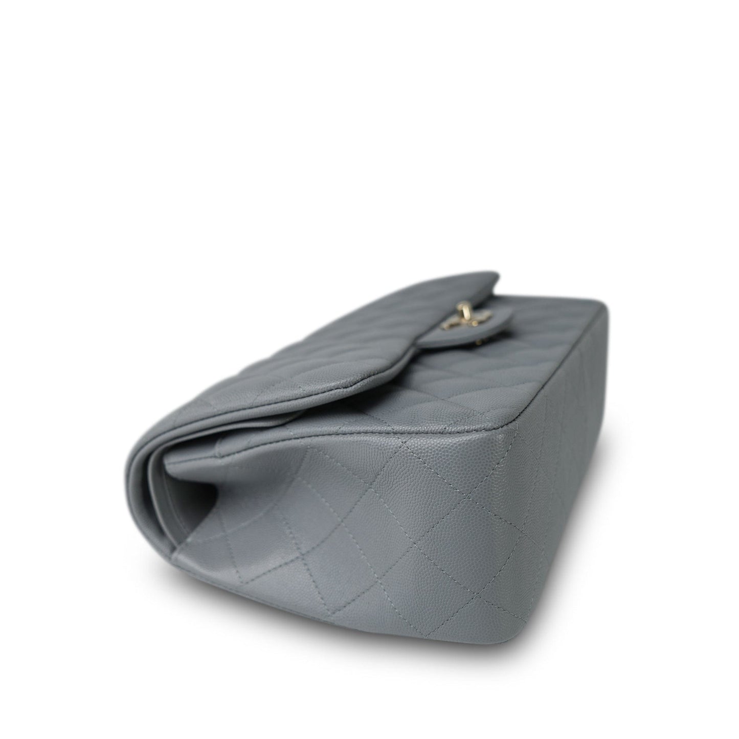 20C Grey Caviar Quilted Jumbo Classic Flap Light Gold Hardware