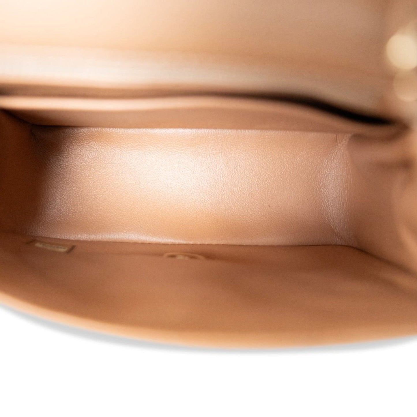 18S Beige Caviar Quilted Mini Square Flap Light Gold Hardware