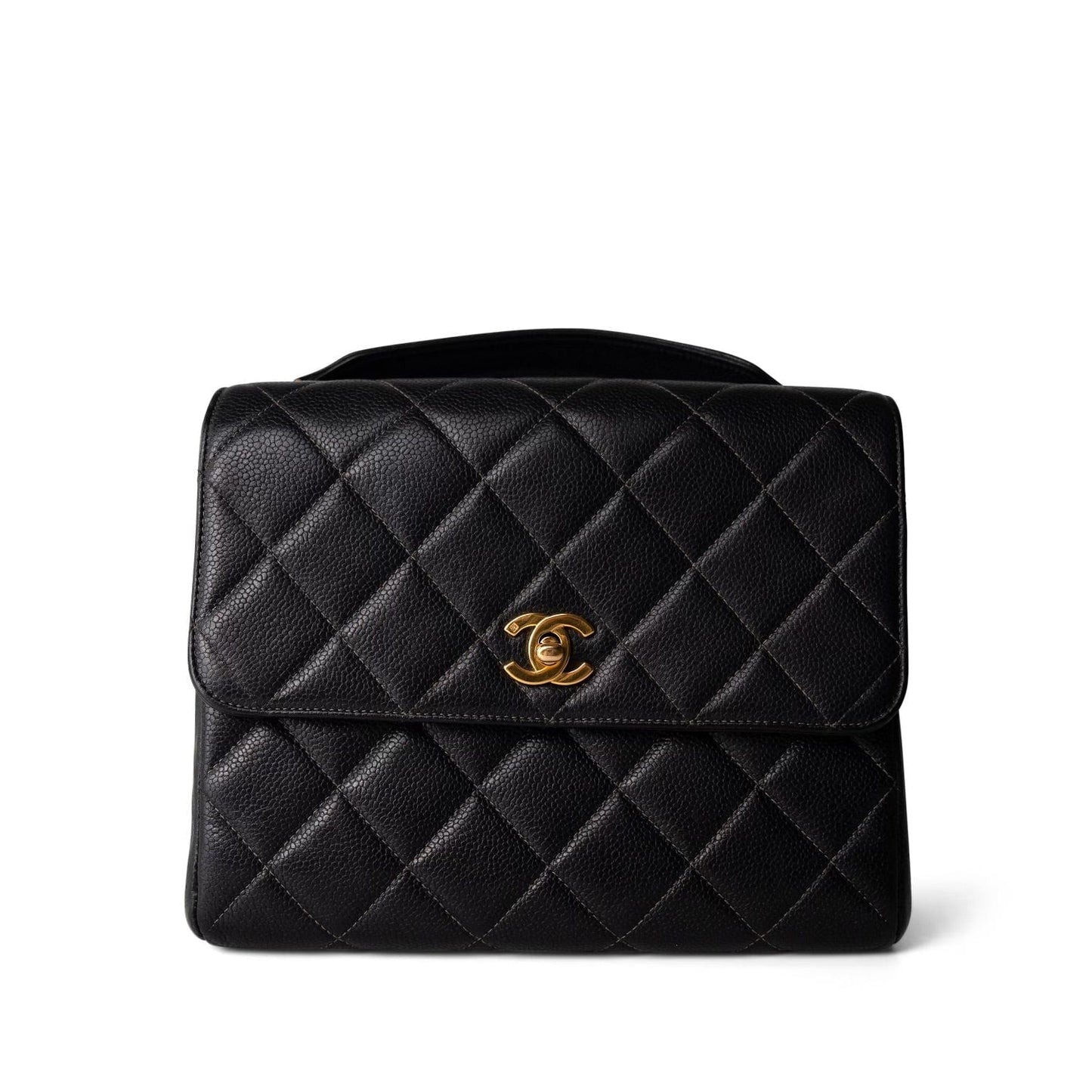 Vintage Black Caviar Quilted Square Flap Gold Hardware