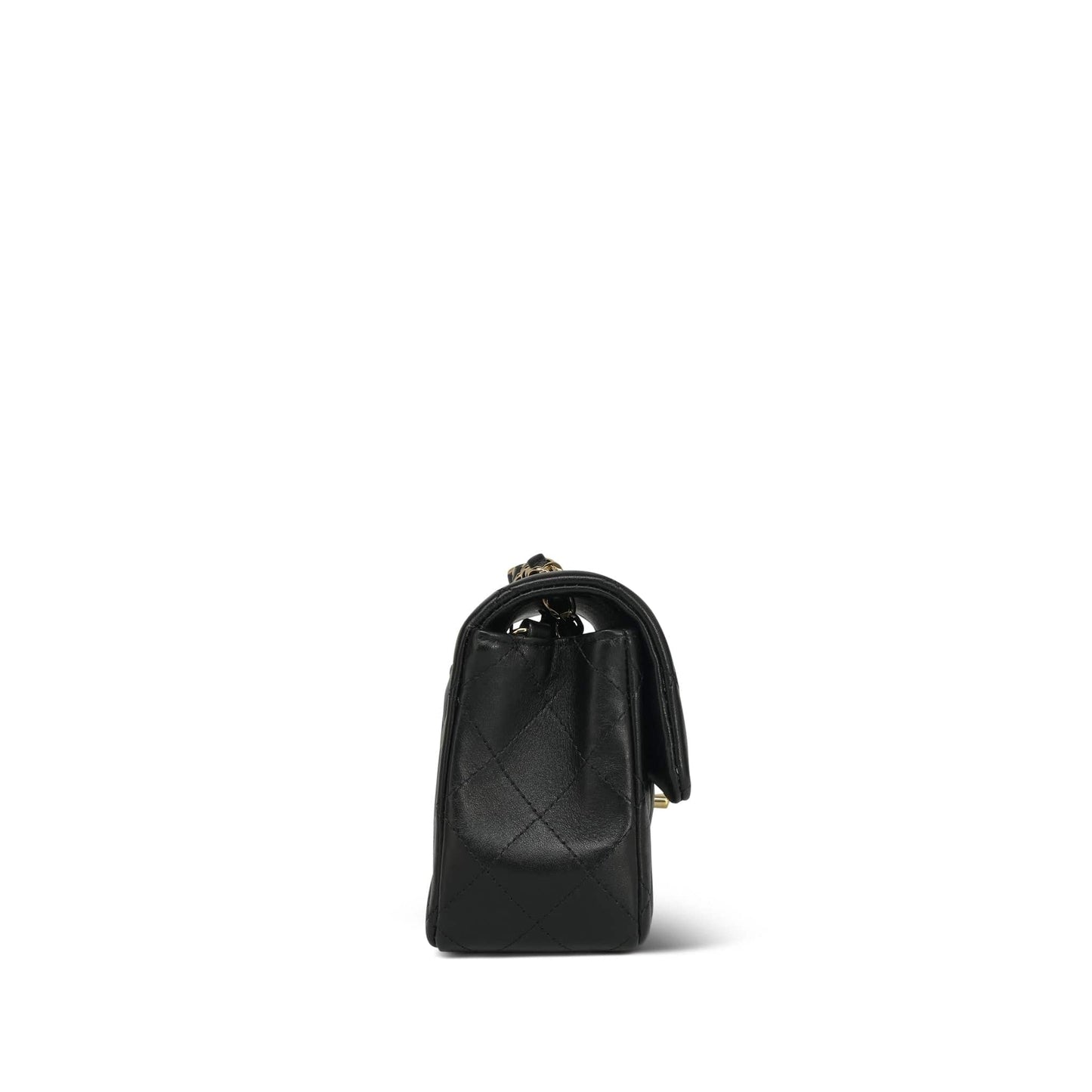 22A Black Lambskin Quilted Mini Rectangular Flap LGHW